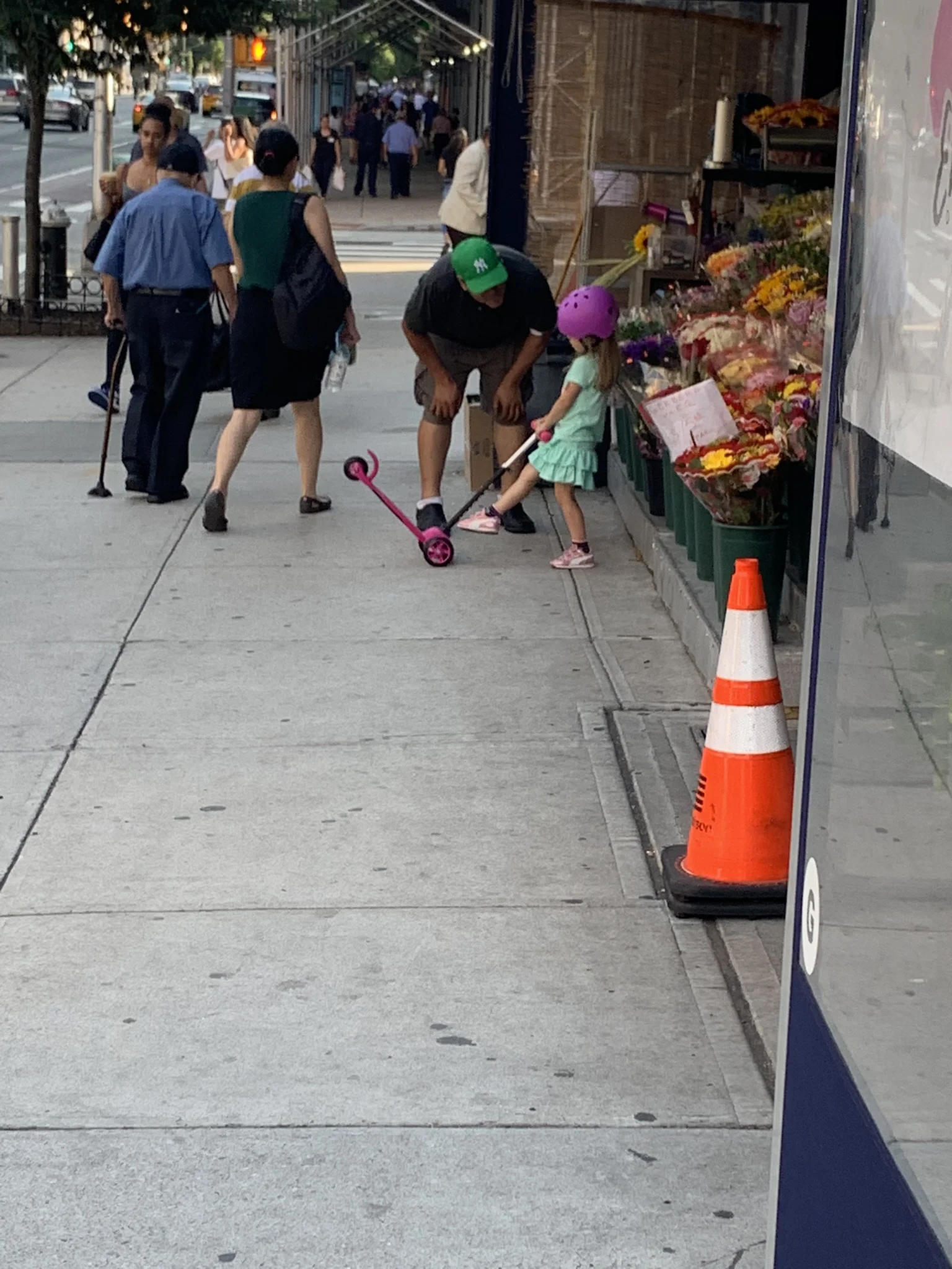 Showing off her new sneakers for school to Mauro