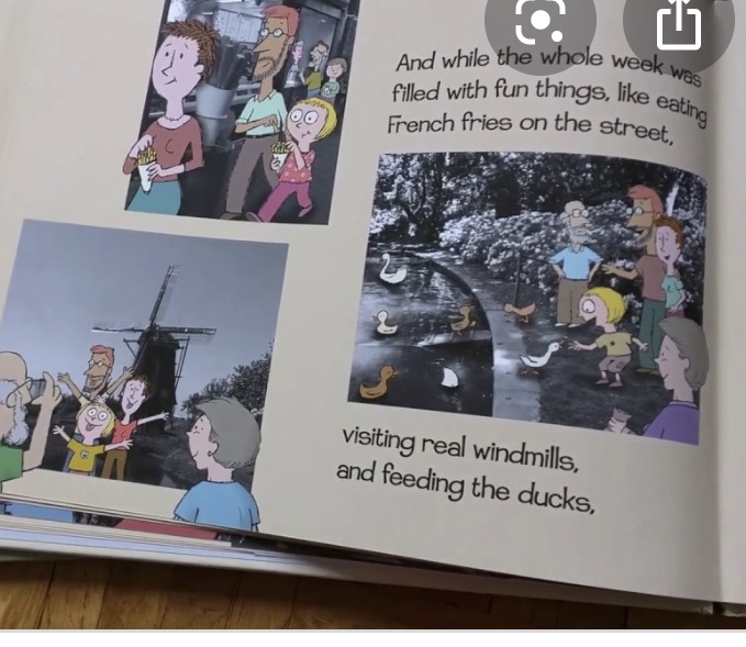 Just like Trixie does in Knuffle Bunny Free when she goes on a trip with her family