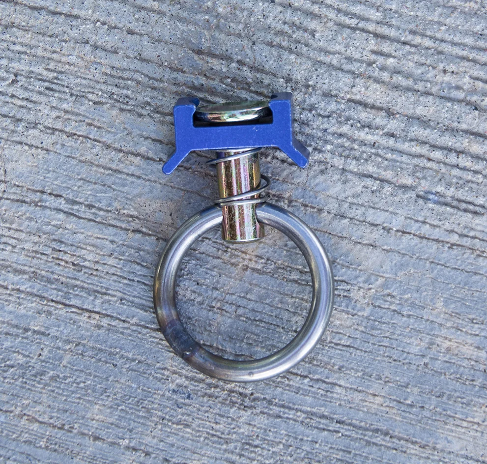 Here's a close-up of the hardware. These spring loaded rings clip into the tie down tracks.