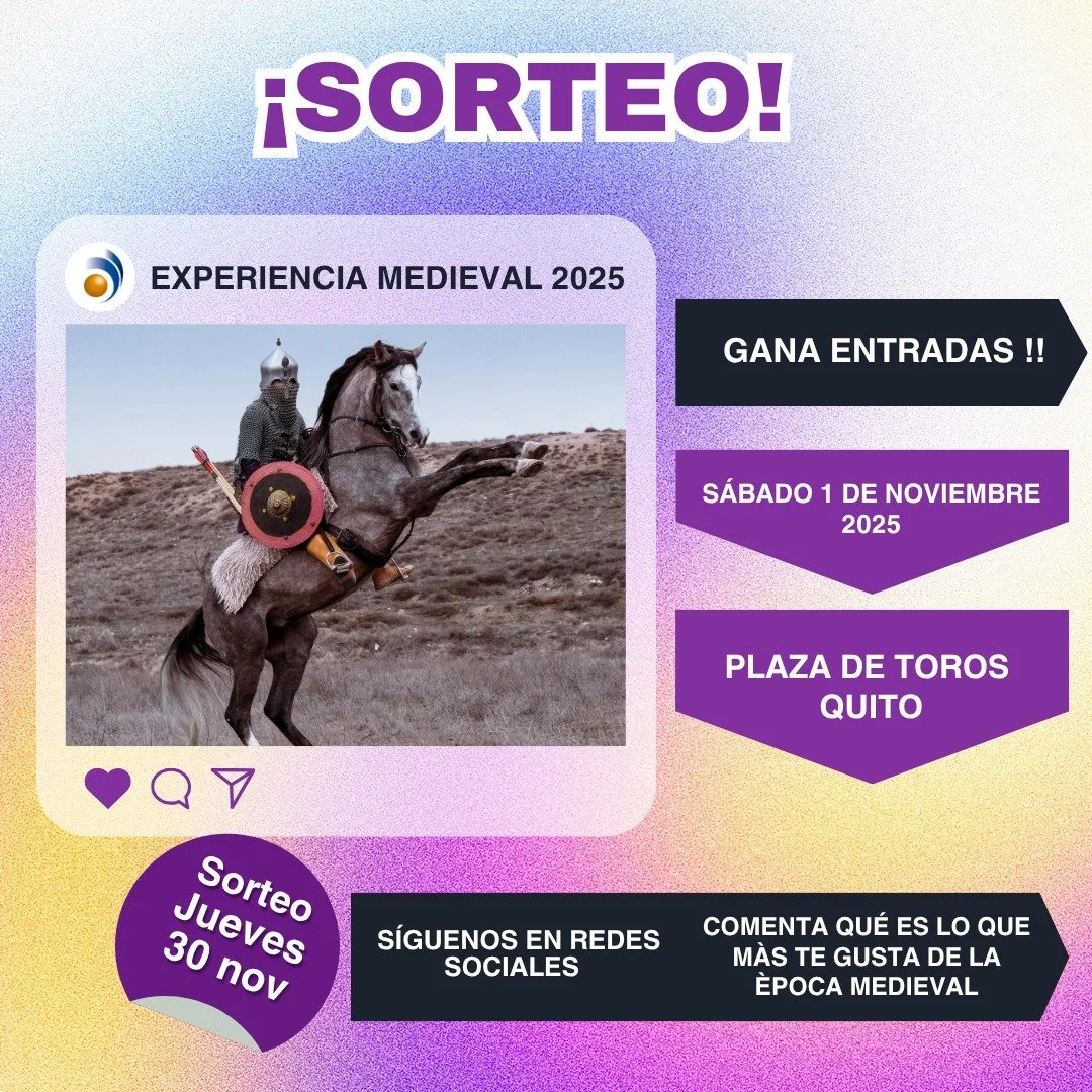 🏰 ¡Atención, caballeros y damiselas de Quito!
Este sábado 1 de noviembre la Plaza de Toros se transforma en un verdadero reino medieval ⚔️🍗🔥
Y tú puedes ser parte de esta aventura 🏹
🎟️ Sorteamos entradas para la &ldqu
