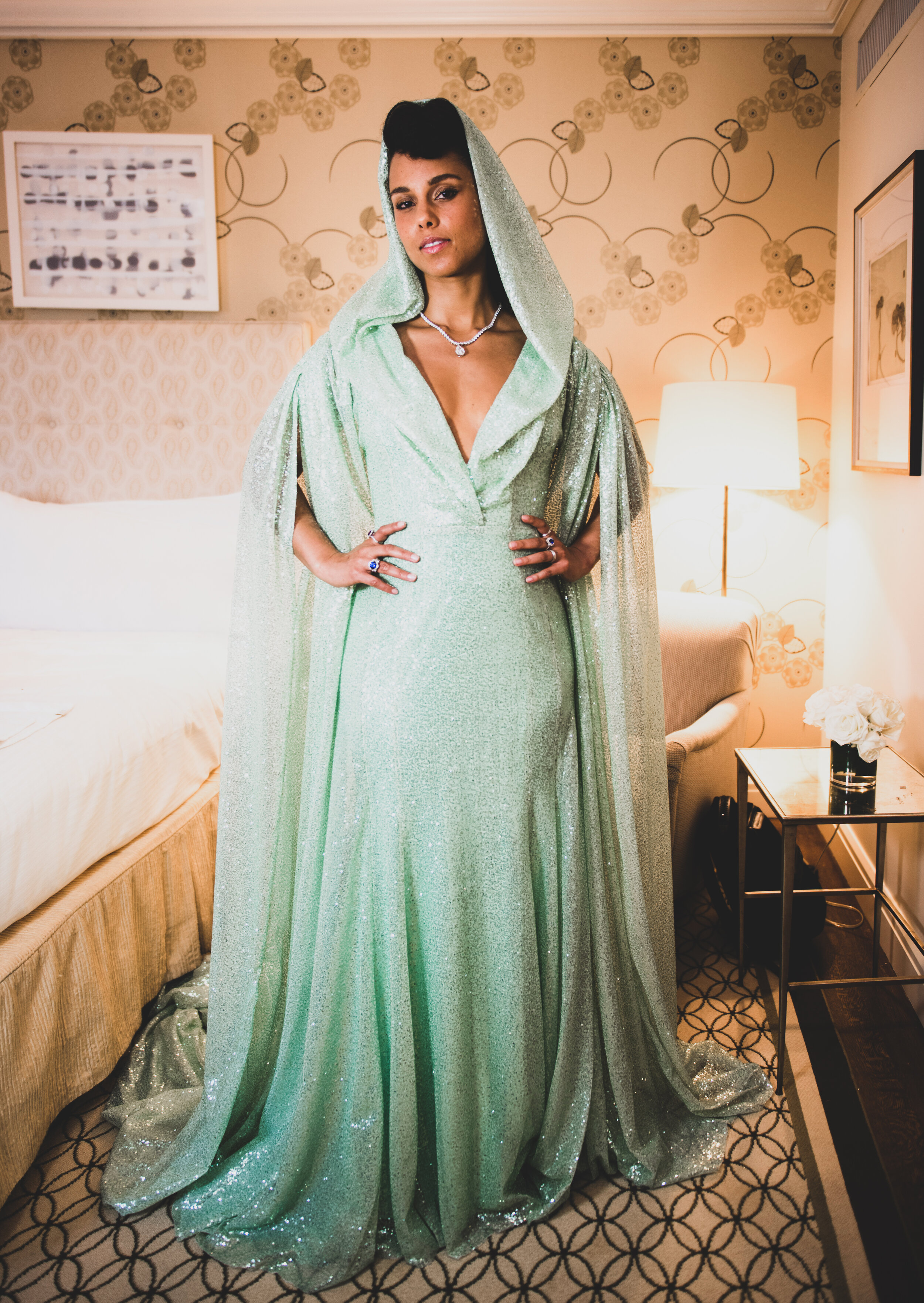 alicia keys green dress Alicia Keys: Photos From the Billboard Cover Shoot