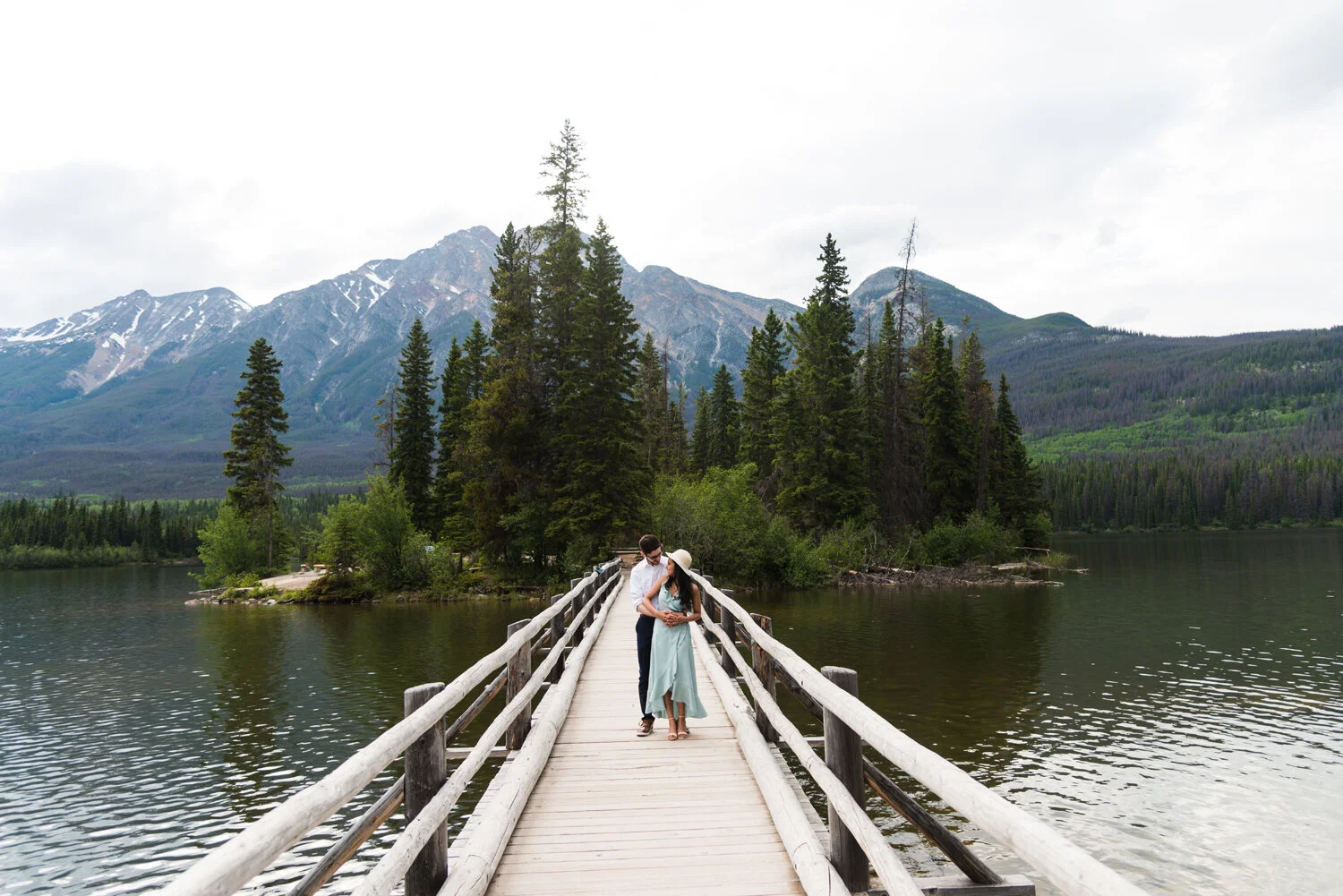 Jasper Engagement  Photographer | Pyramid Lake Island Engagement | Chris and Sujani