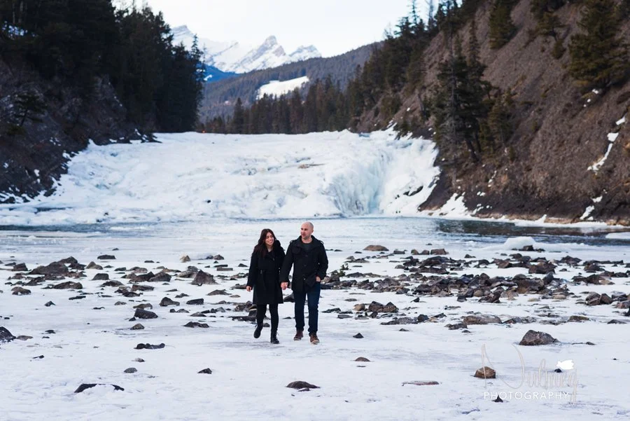 Banff Surprise Proposal Photography | Bow Falls Surprise Proposal 