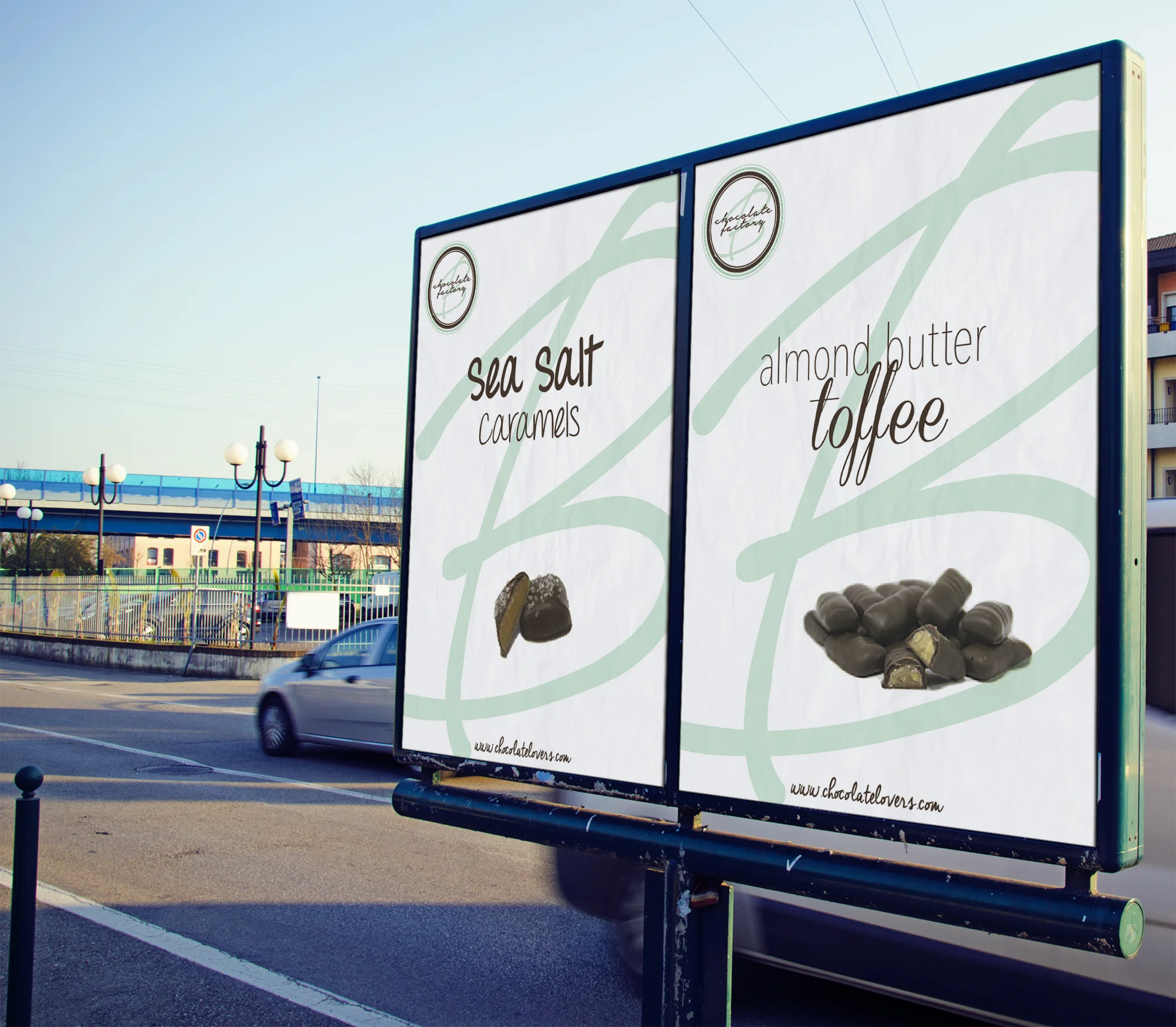 Bradley's Chocolate Factory Outdoor Advertising - created in Photoshop - class project