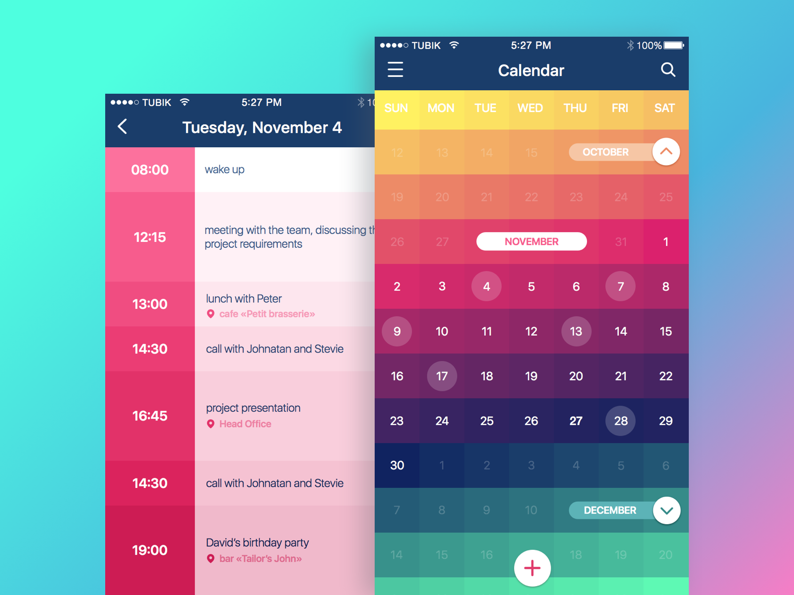 PCO: Personal schedule