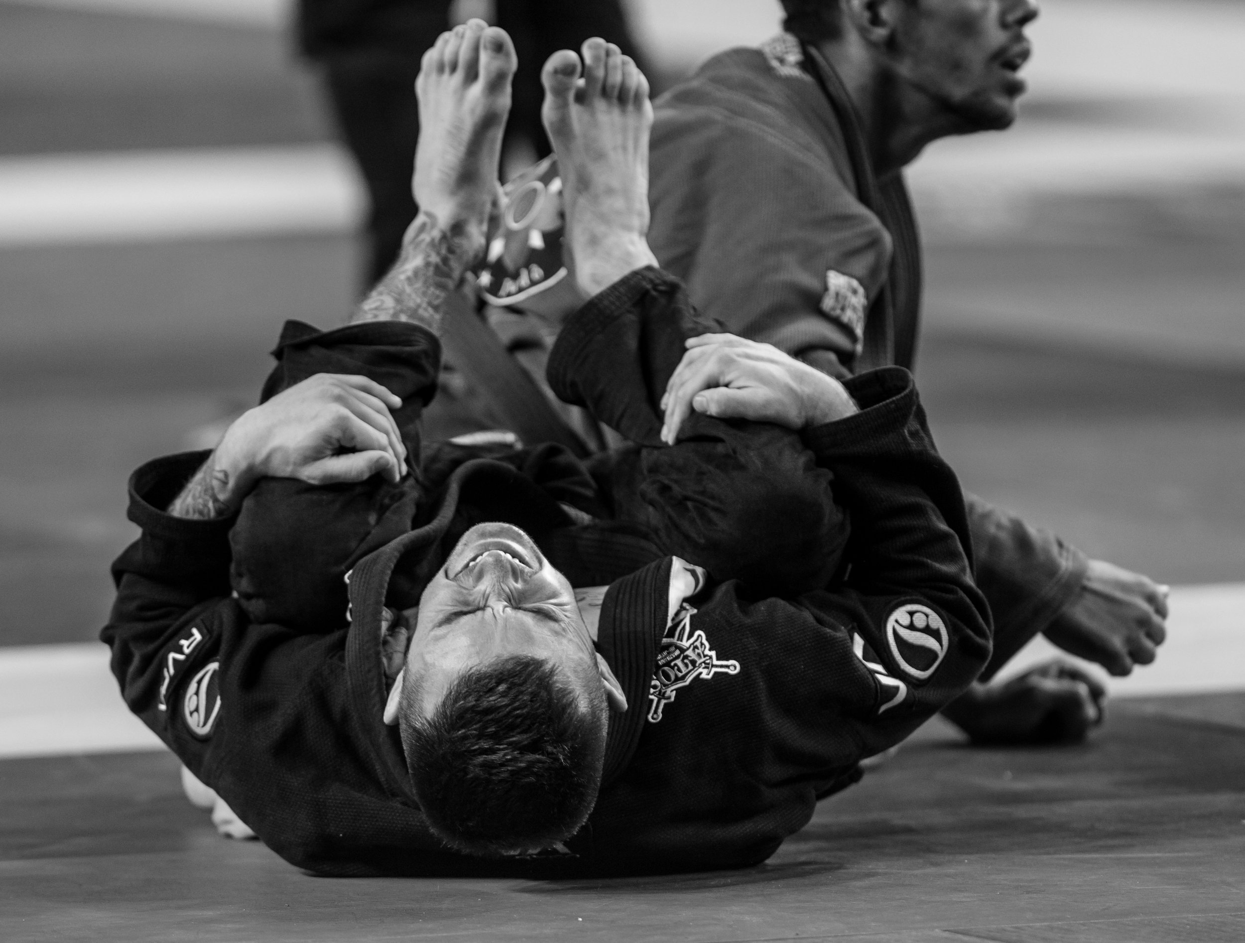 The look of pain when you get caught in a ankle lock or something. 
