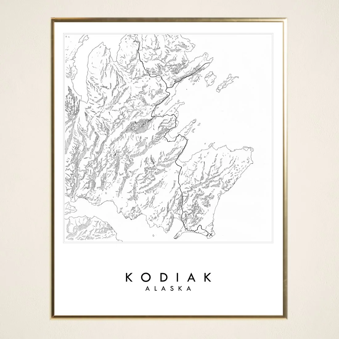 KODIAK Alaska Topographical Map Drawing: PRINT — Turn-of-the-Centuries