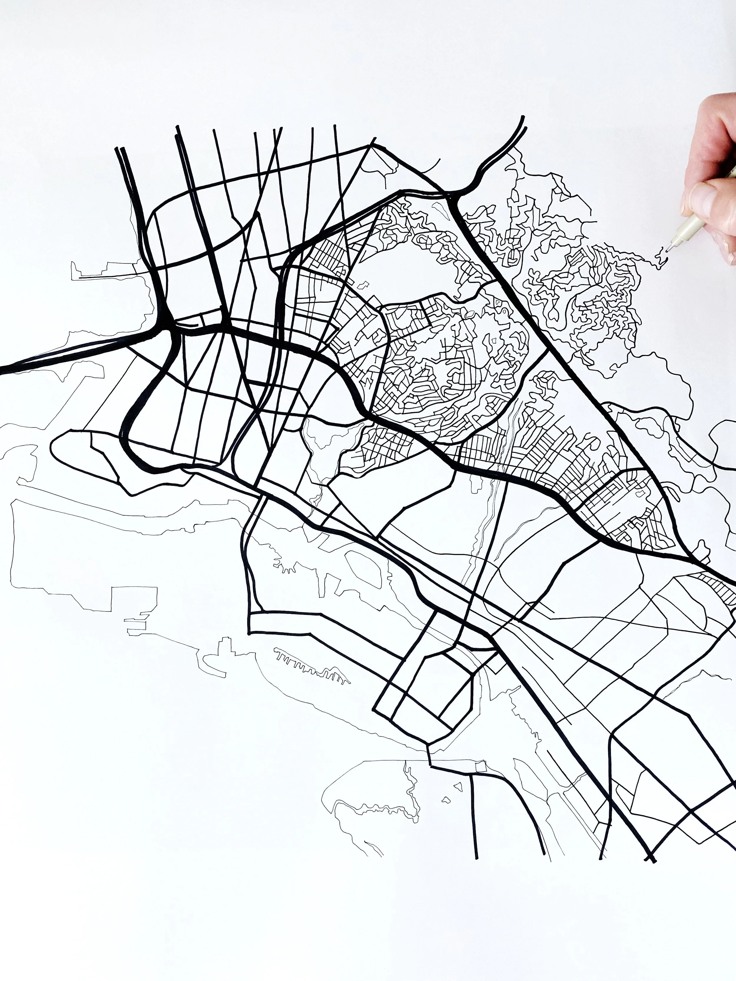 OAKLAND City Lines Map PRINT — TurnoftheCenturies