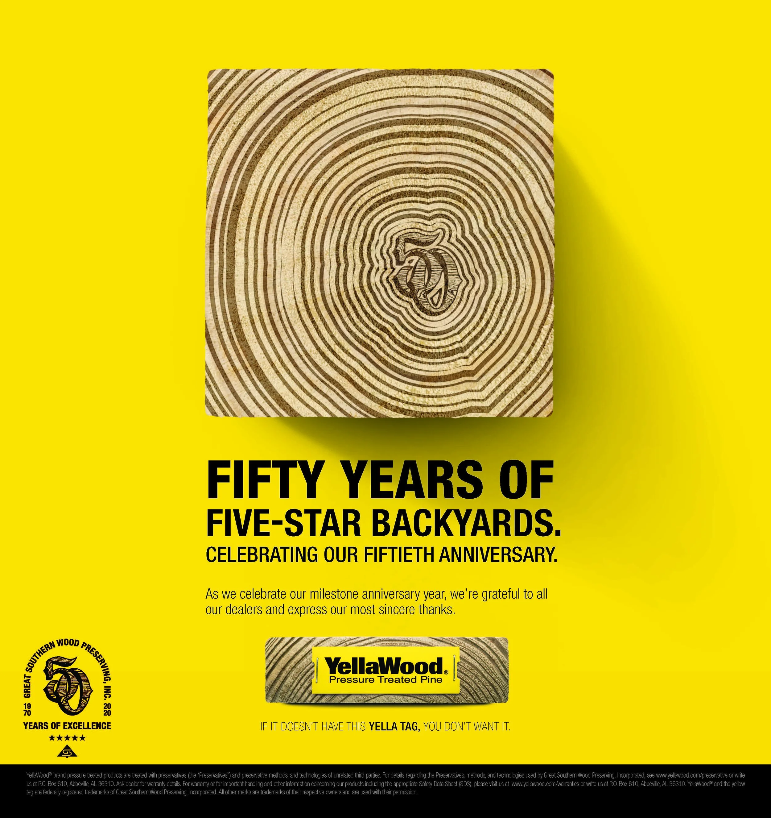 An ad for Yellawood's Five-Star Backyards.