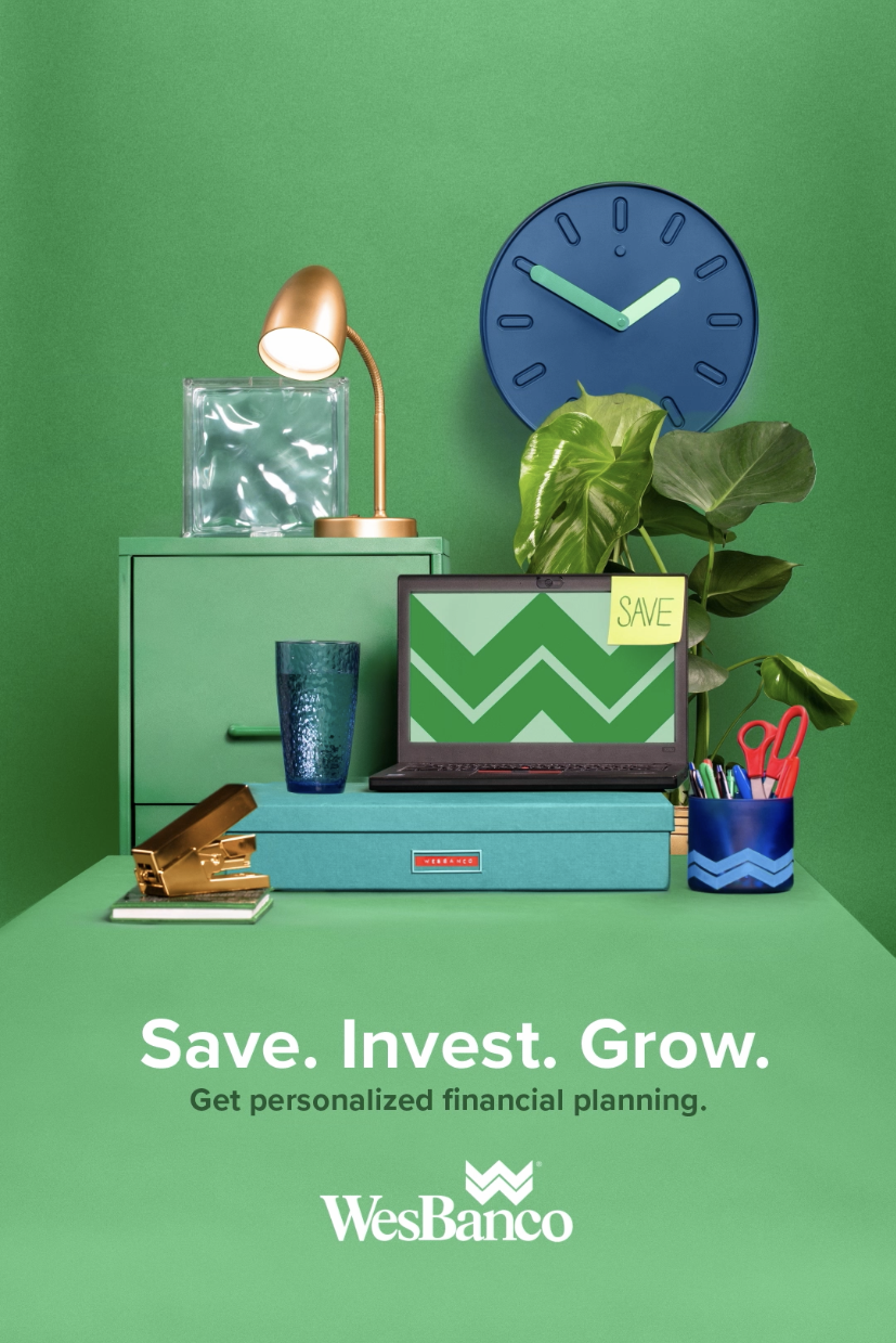 A still life social ad for Wesbanco regarding investing.