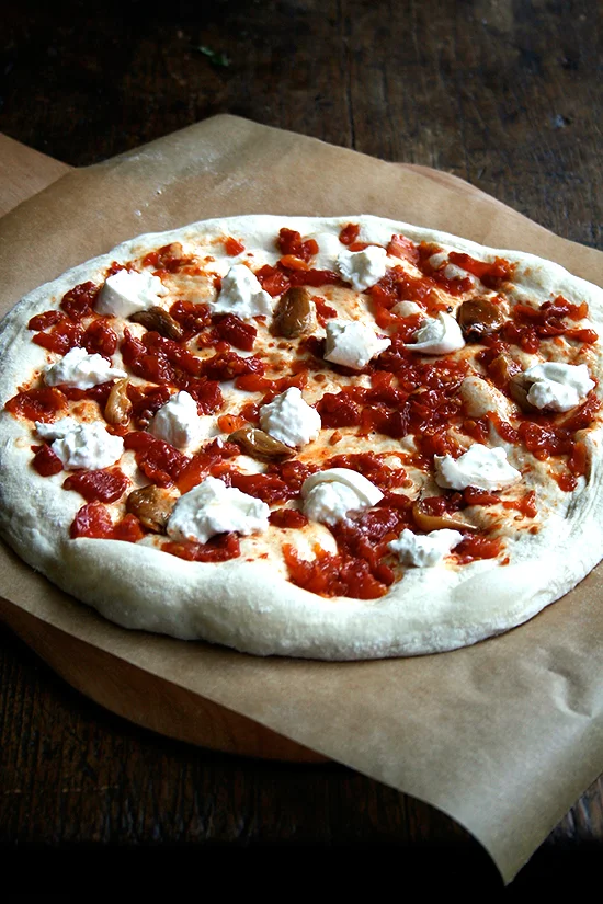 Oven Roasted Tomato and Garlic Pizza Baking Steel