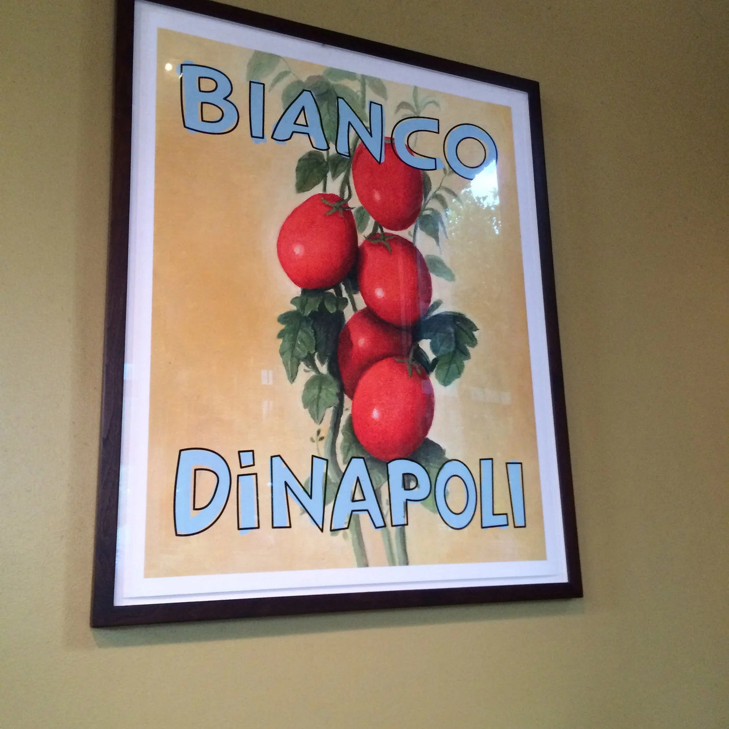 You may recognize this beautiful painting. Chef's Bianco's dad created this photo and is on every can of Bianco DiNapoli tomatoes. Get some.