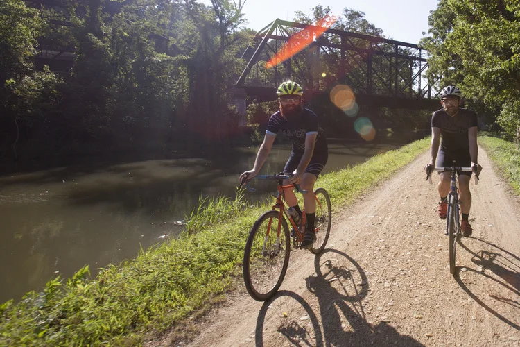 Kevin and I were pretty smiley because, a) we were riding for work b) the towpath just does that to you, everytime I think I'm getting bored of the C&O I'll ride it with friends and have a blast, and c) we're riding our All-Citys, so we're hella #partybrand.