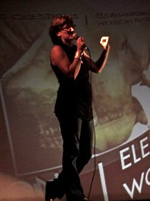 Speaking at the screening of short elephant-related films at the Ellsworth Movie Theater, Ellsworth, Maine 2012