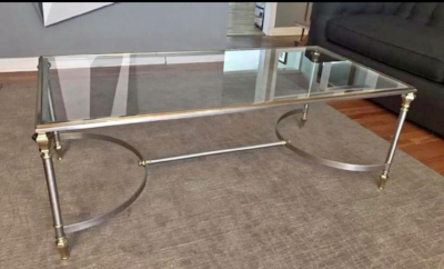 Glass, Brass and Stainless Ethan Allen coffee table $285