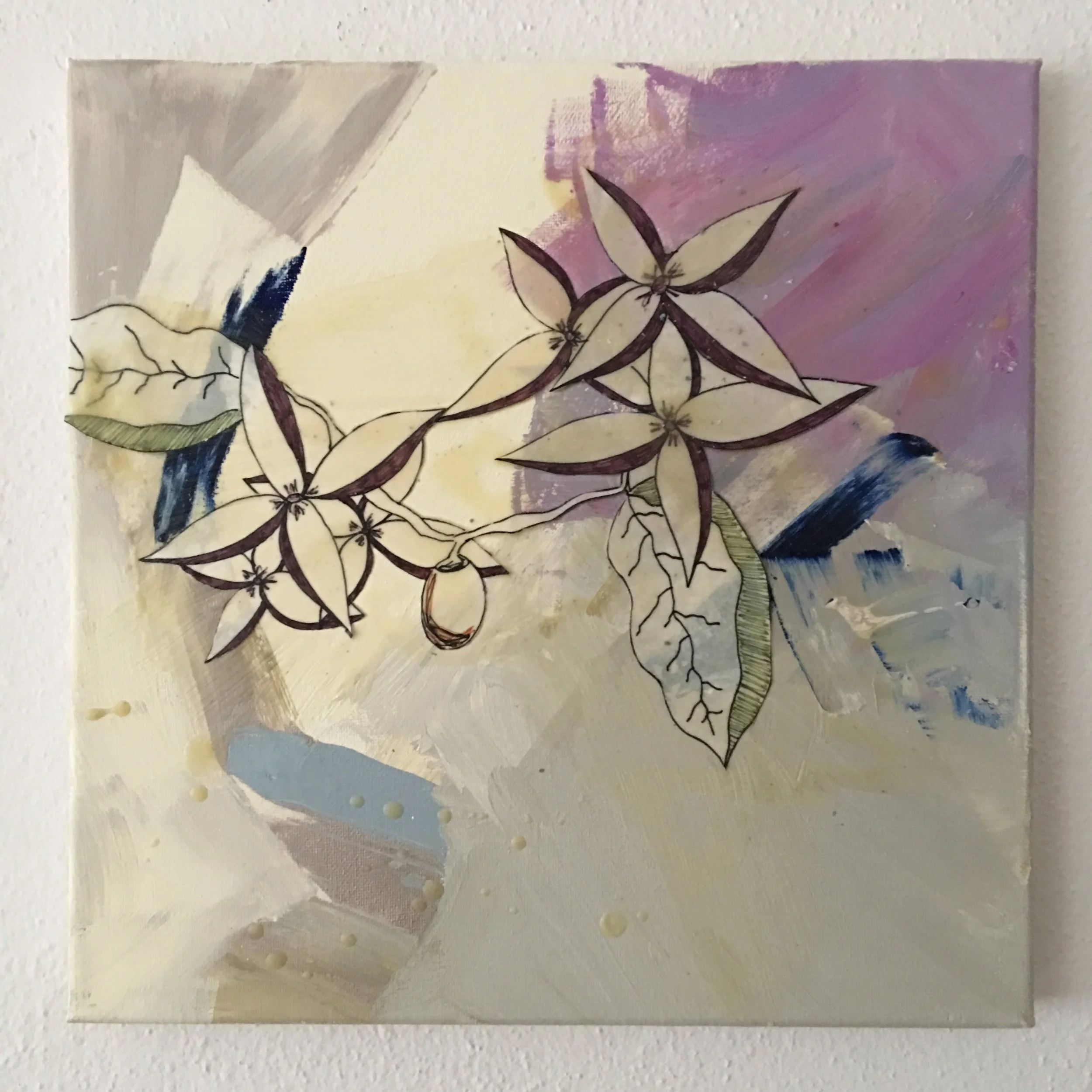  12 x 12  Acrylic, paper, encaustic 