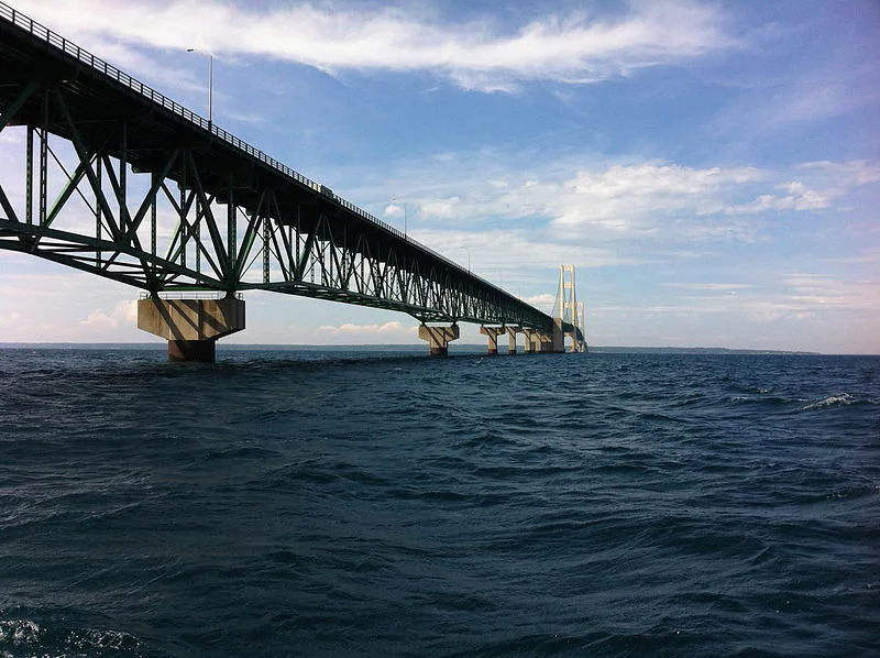 Mackinaw Bridge in the Straits of Mackinaw