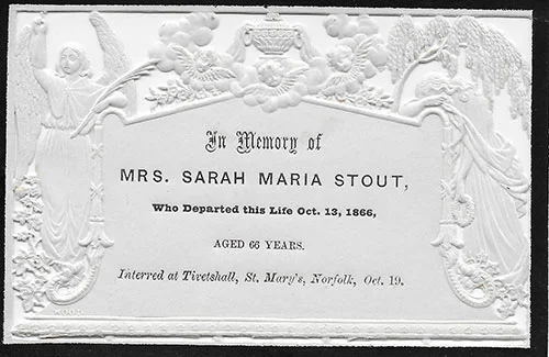 Mrs. Sarah Maria Stout d. 1866