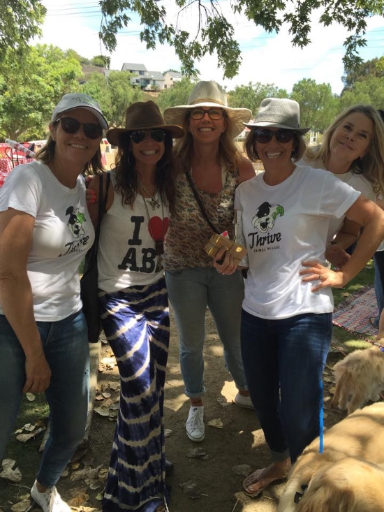 Cece Bloum, Laurel Evans Smith and Cindy Dunbar, getting their Thrive on with Meredith Swedo. Photo bomber, Allison Stratton.