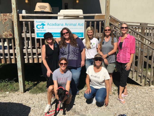 Top Row: Melinda Souder Falgout, Jamie Clark, Olivia Cameron, Dr. Carly and Erin of Labs and Friends. Bottom Row: Susie Saladino and Thrive's Founder Cece Bloum.