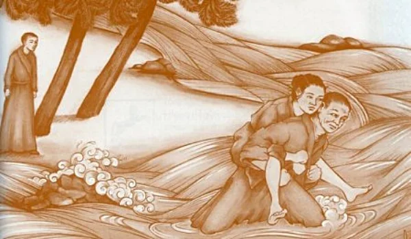 monks and a woman.jpg