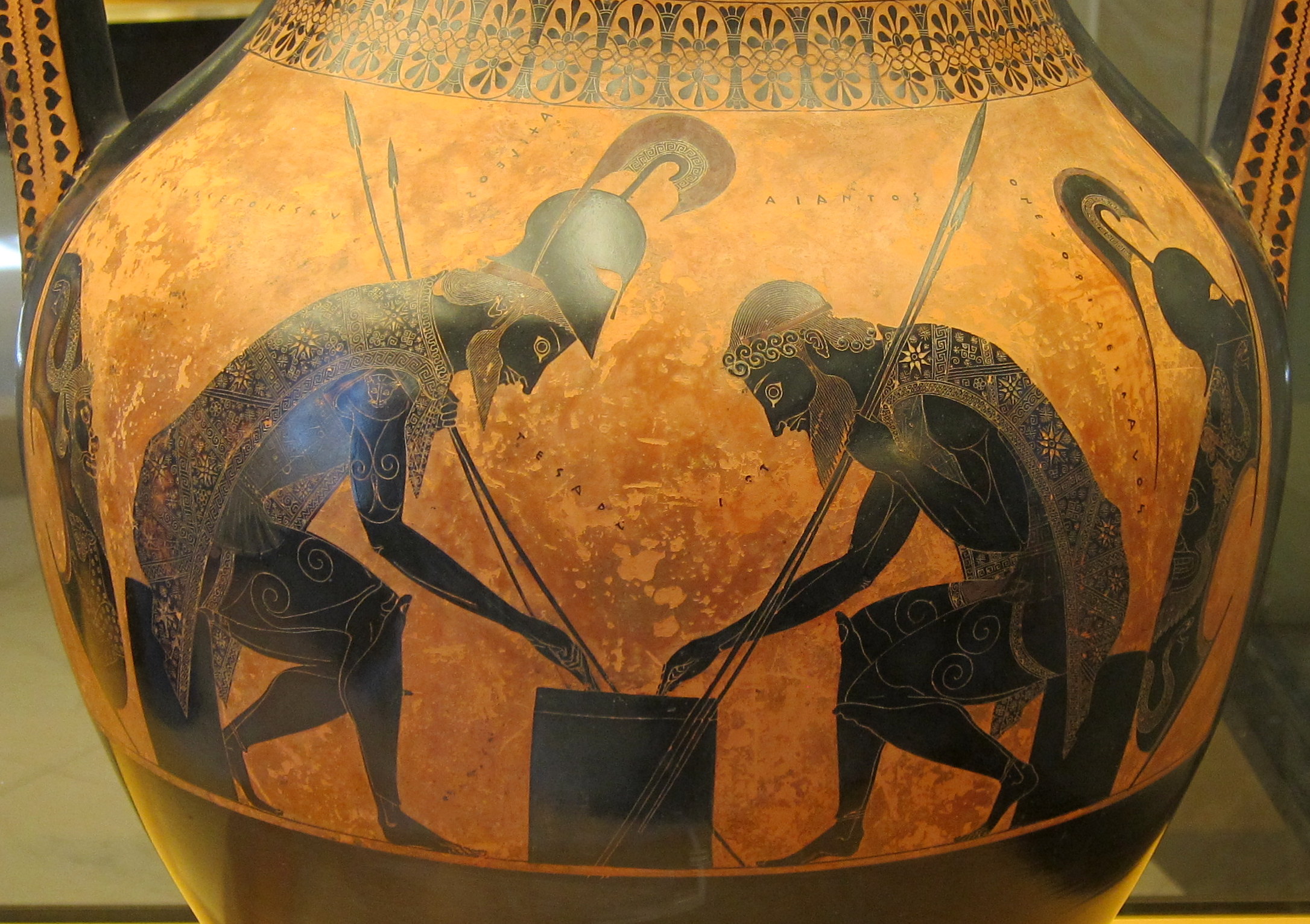 Greek vase - Achilles and Ajax playing dice. &nbsp;vase by Execias, 540 BC at the Vatican Museums. &nbsp;&nbsp; 