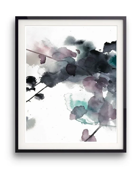 One of my favorite things to paint - abstract botanicals, from watercolor and acrylic. My process includes never illustrating from photos or real life, but rather, take a mental image of nature and paint what I see in my head. The unexpected results ensure no piece is every remotely the same, and the hit of acrylic inks gives each painting energy and movement.
