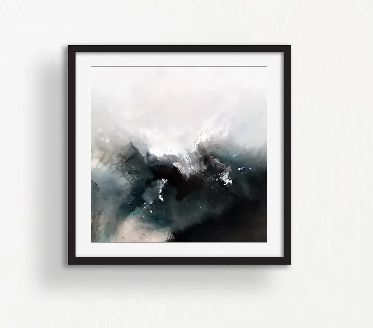 Watercolor and acrylic often makes for unpredictable results. Utilizing extremely heavyweight watercolor stock, colors and layers were able to mix at certain points, while maintaining separation in others. This made for a "happy accident", as the border between paint substrates ebbed and flowed across its horizon. Shown here, framed and matted.