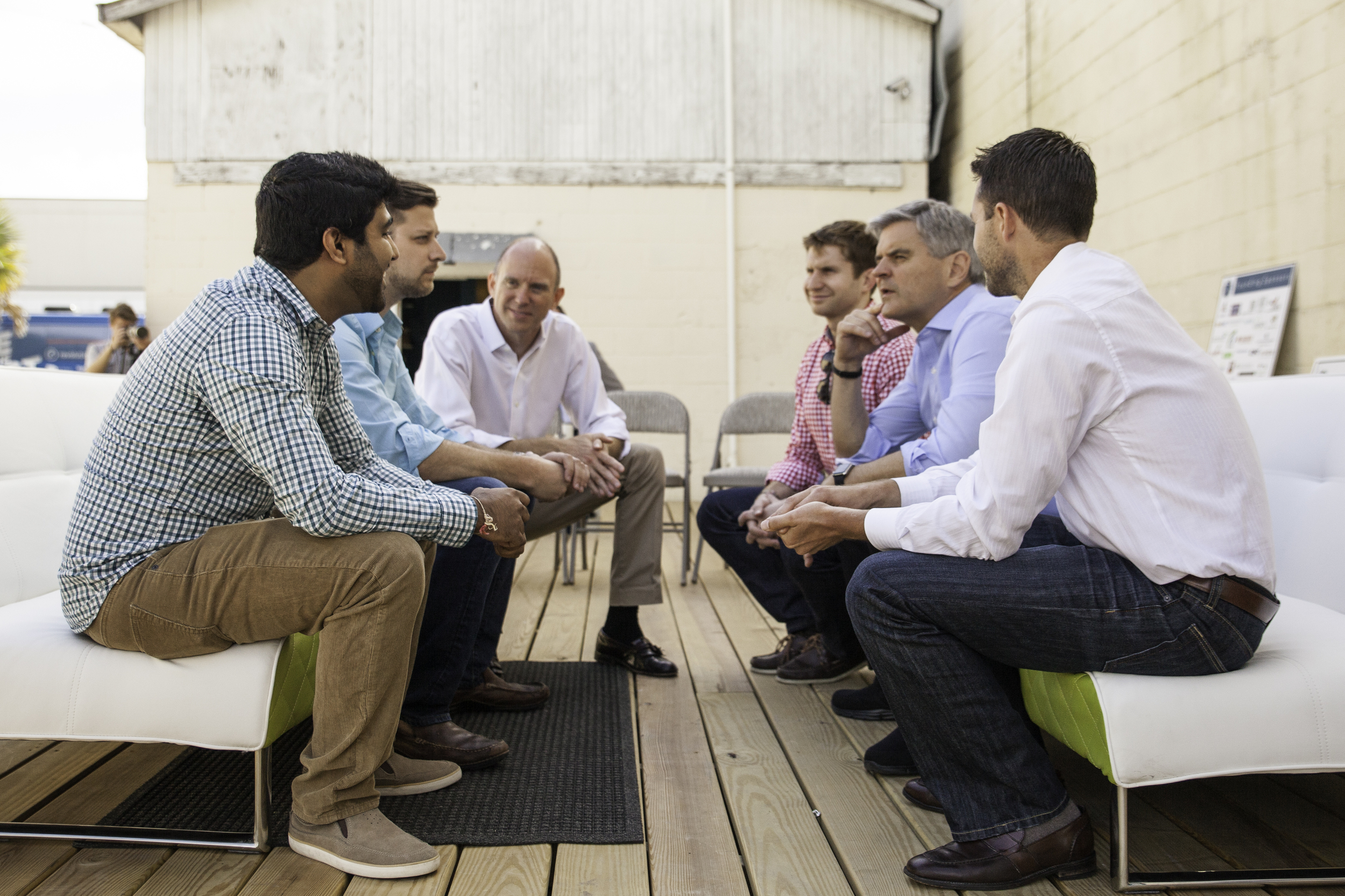 Andrew Strickland and Prashant Katwa (Teamphoria) meet with Steve Case, Co-founder of AOL