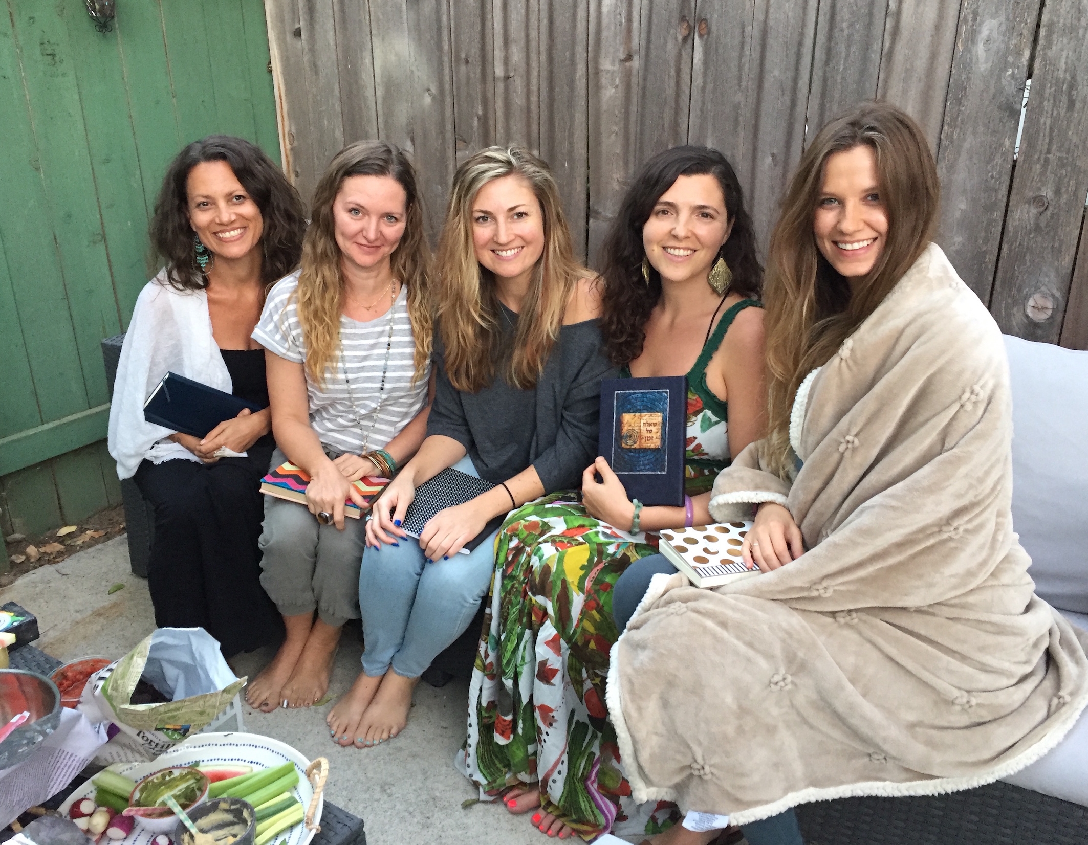 Just 5 of the 40 beautiful Souls who took part in the first ever 7 Week online group 7OM Journey of Illumination this past 7 weeks, convening in person for the first time in my garden in Ojai, with our magical private 7OM Journals. 