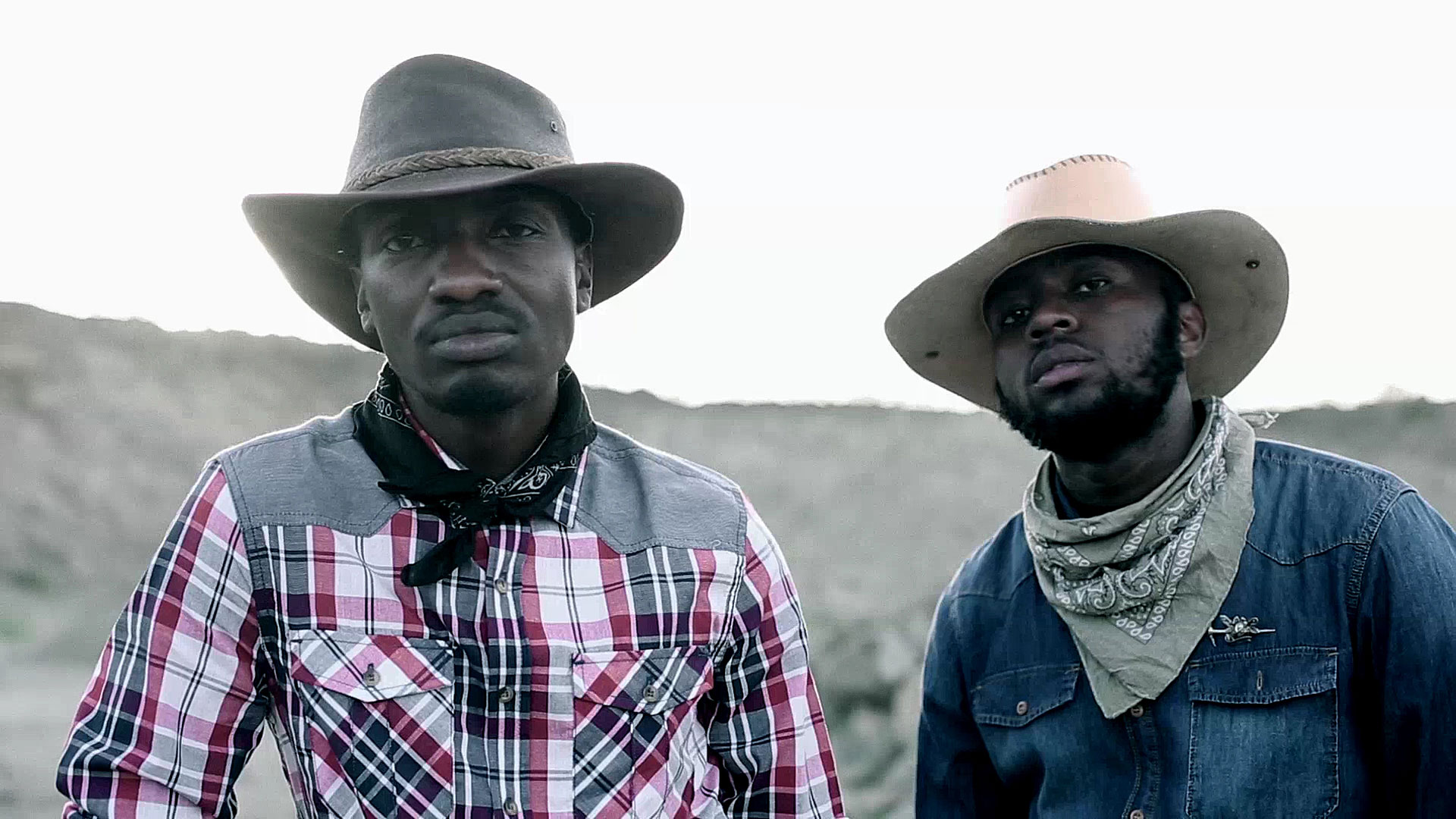 Maina Olwenya and Tim Mutungi on set.