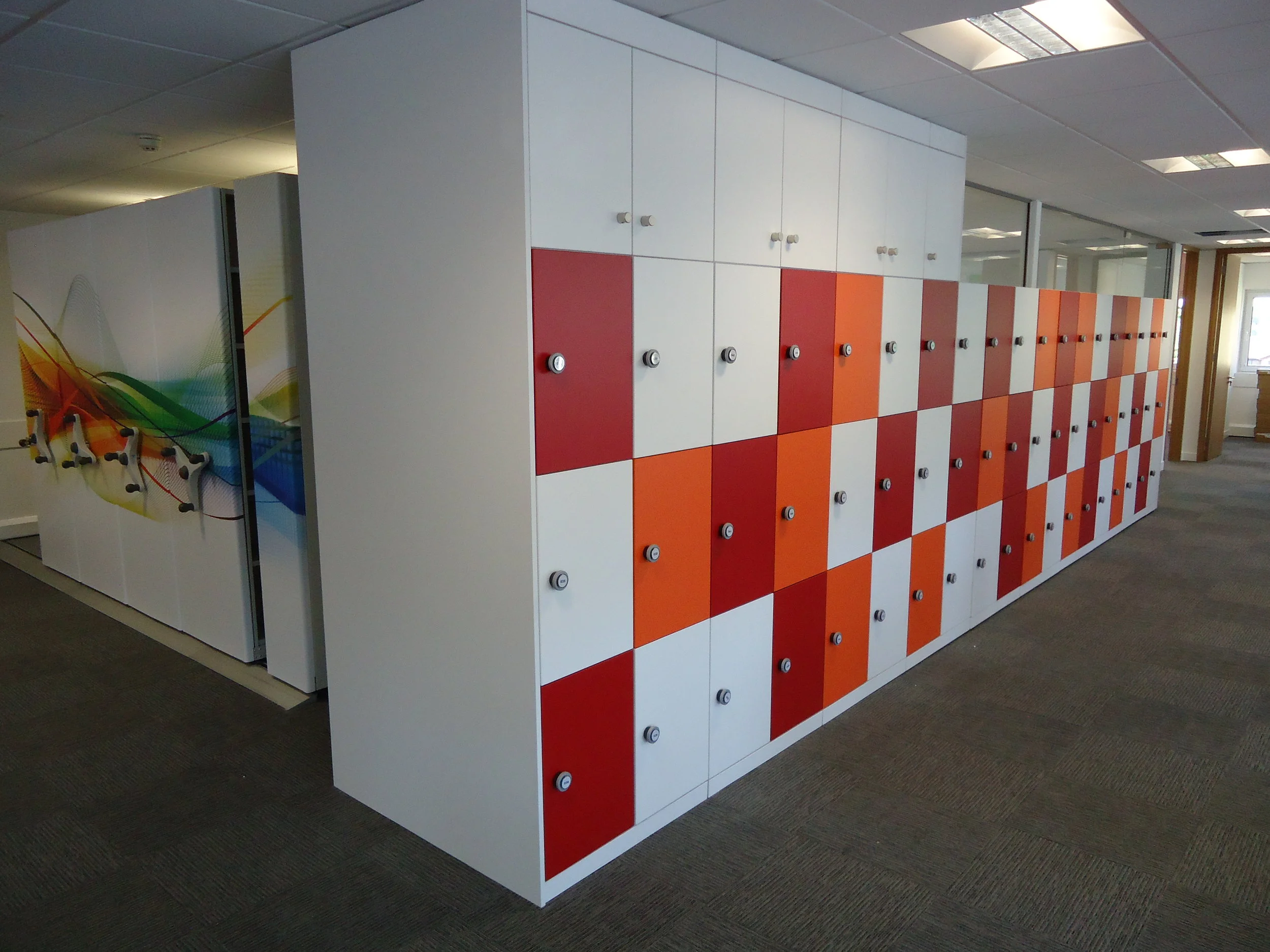Storagewall Lockers with Key-less locking and coloured doors — Nott Office