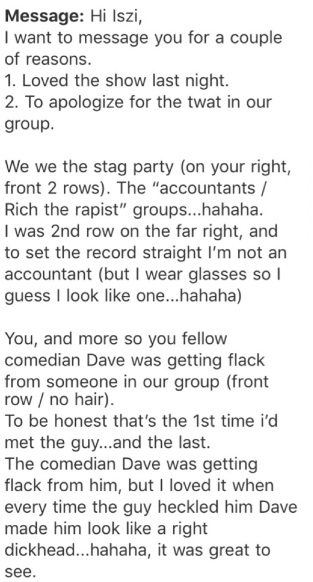 Part of the apology I recieved the next day. 