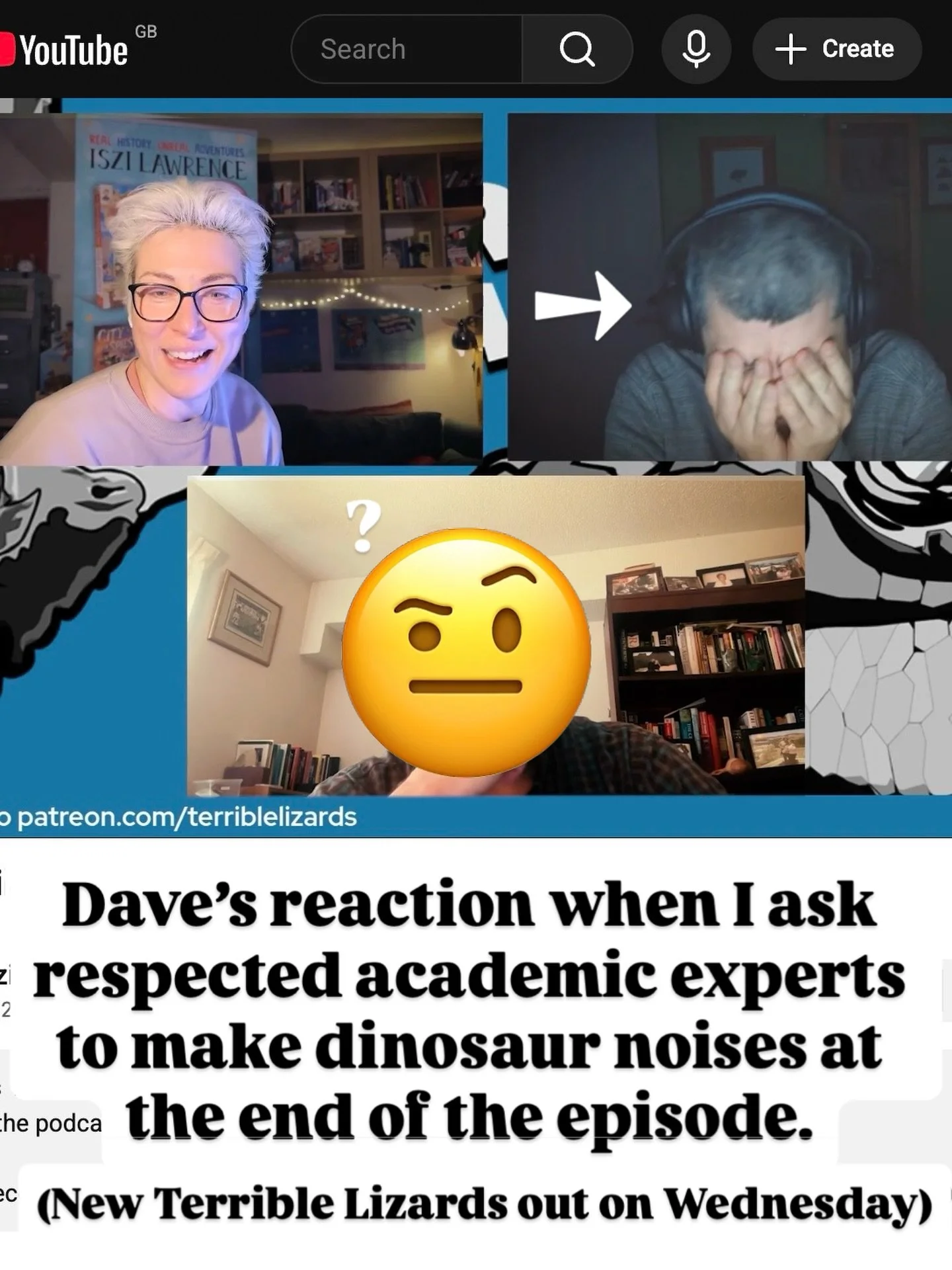 I don&rsquo;t know why he&rsquo;s so embarrassed. #terriblelizards is a #podcast about #dinosaurs with #davehone and @iszi_lawrence. New full length episode out on Wednesday! Rawr! Check out our Patreon for bonus stuff and to keep the pod ad free for