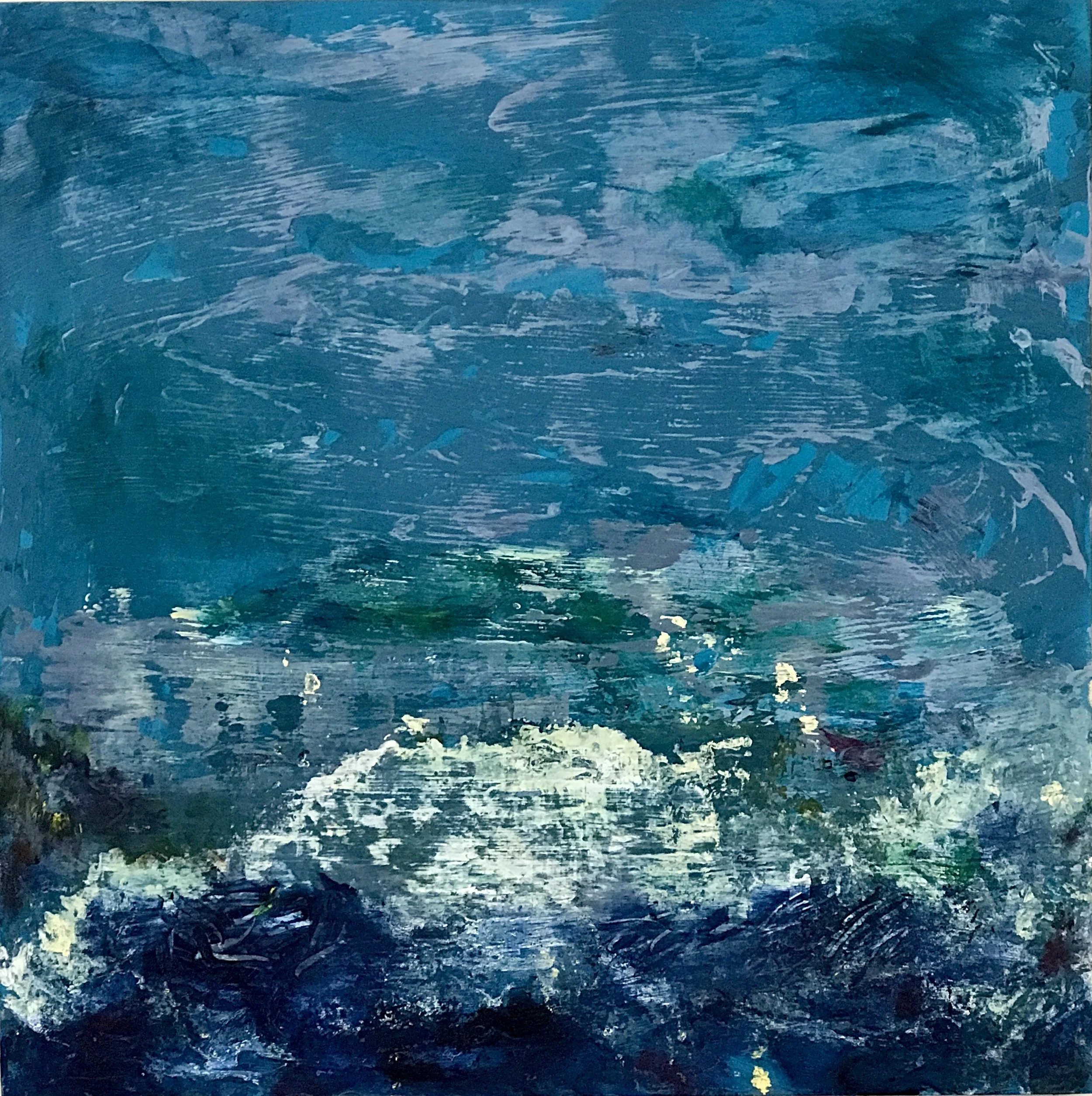 Storm Brewing. Mixed media on 36” x 36” wood panel. July 2017.