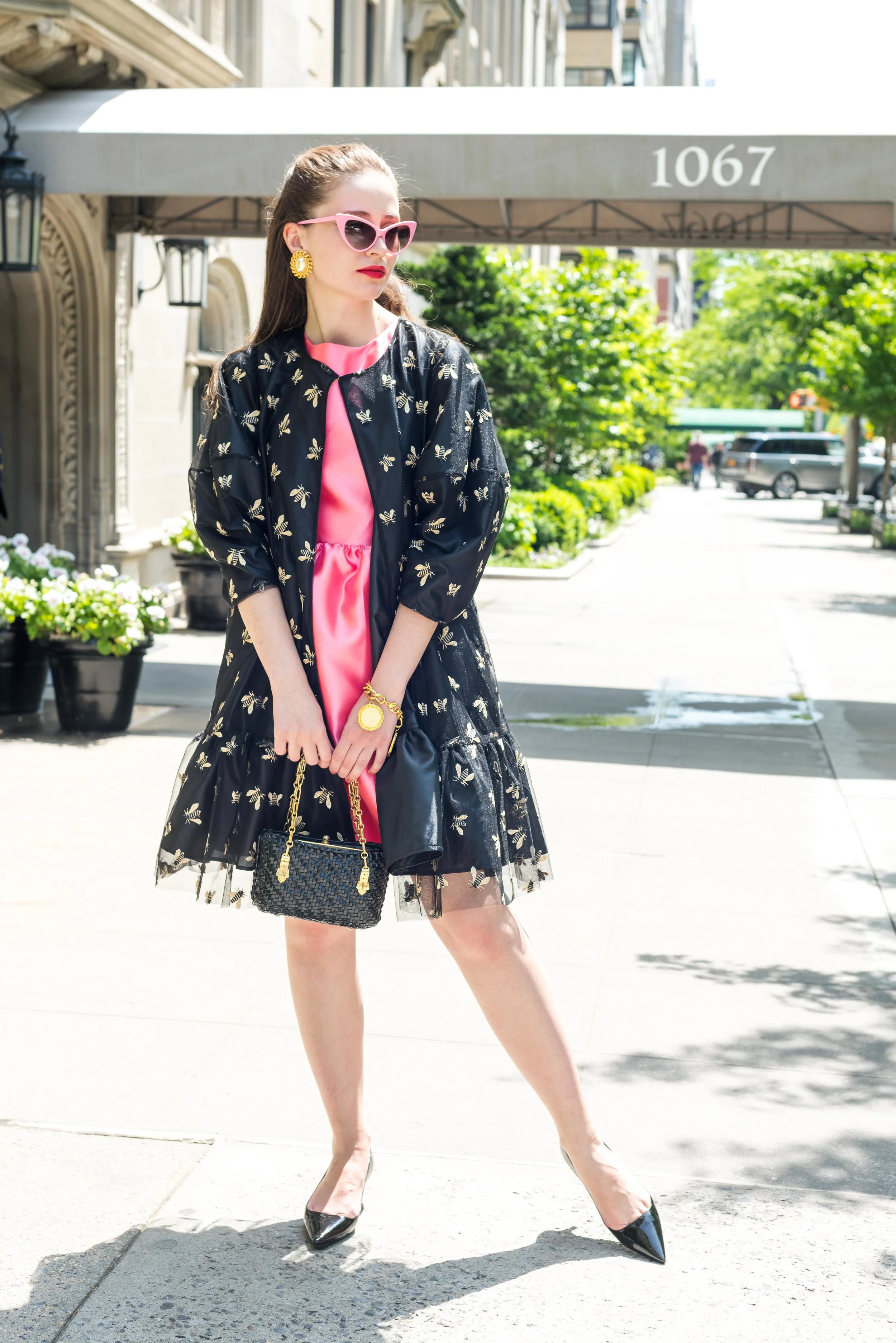 Bee embroidered tulle quick escape coat