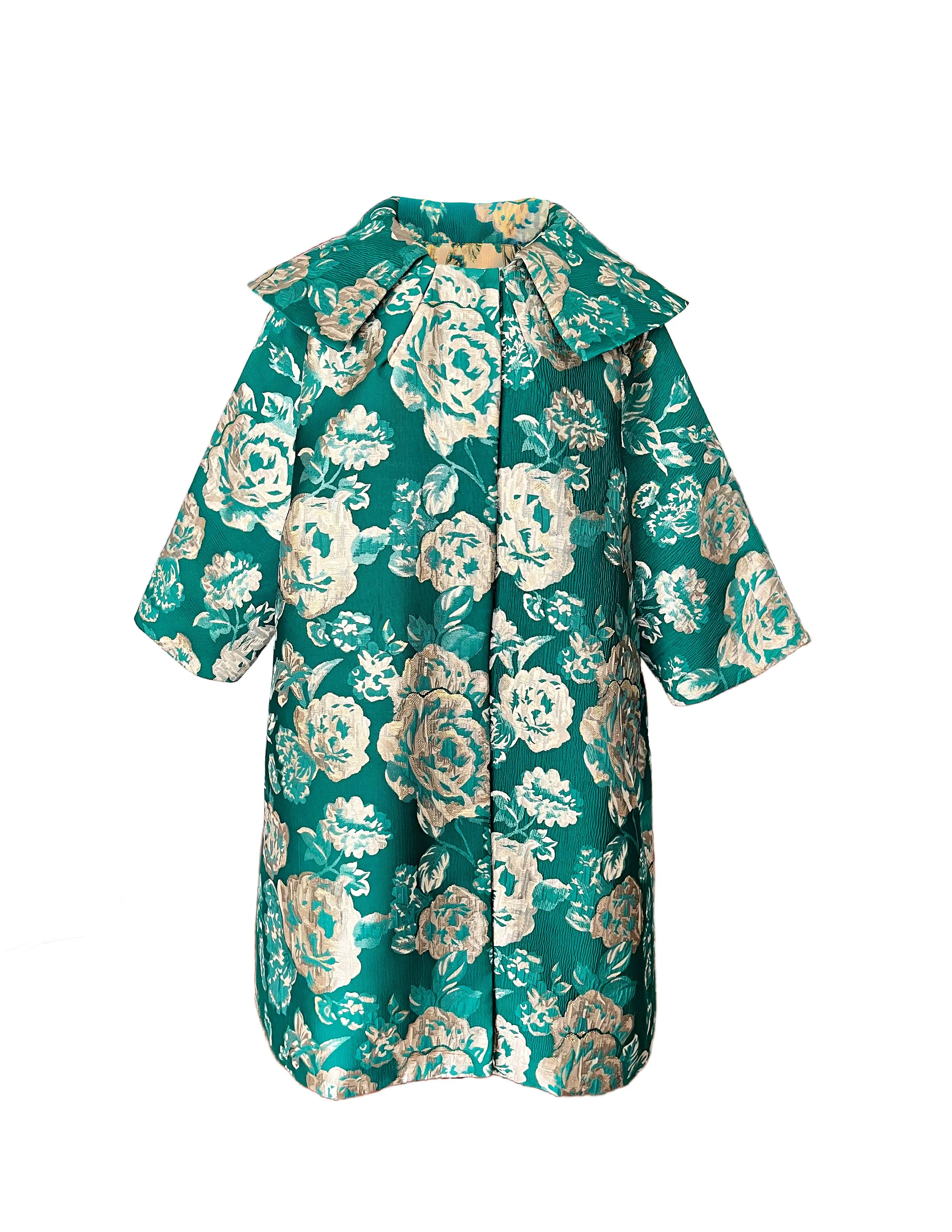 Palm Beach Teal Brocade Quick Escape Coat