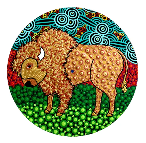 Buffalo on Album, acrylic on vinyl album, 12"x 12"