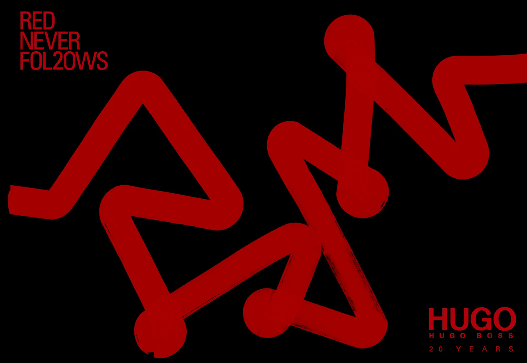 THE HISTORY OF THE BRAND AS A RED CURVED PATH