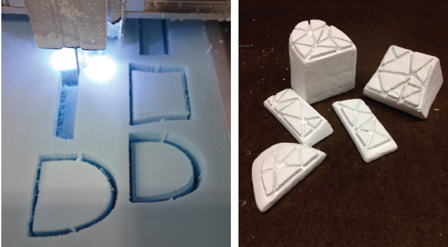 CNC'd foam models to form outsole: filled and sanded