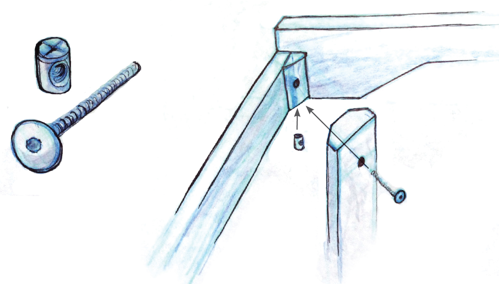 legs attach and detach with RTA hardware