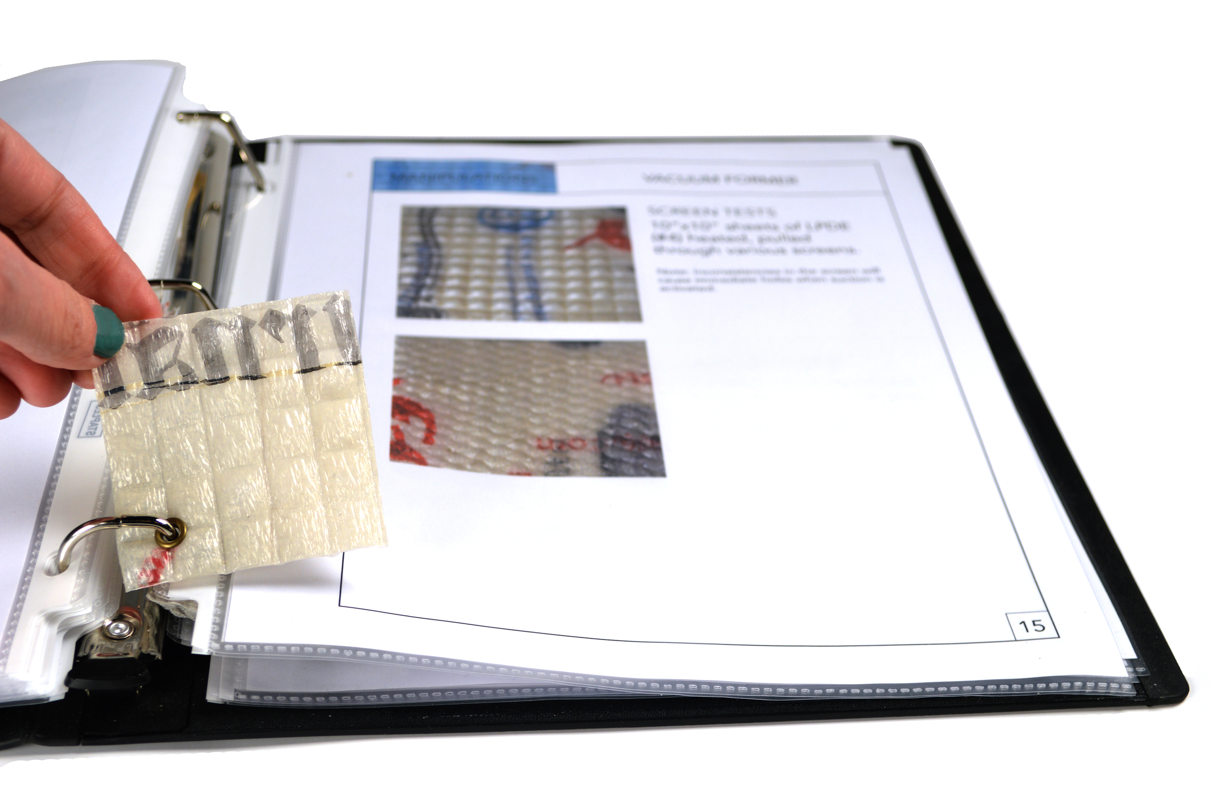 material sample in binder