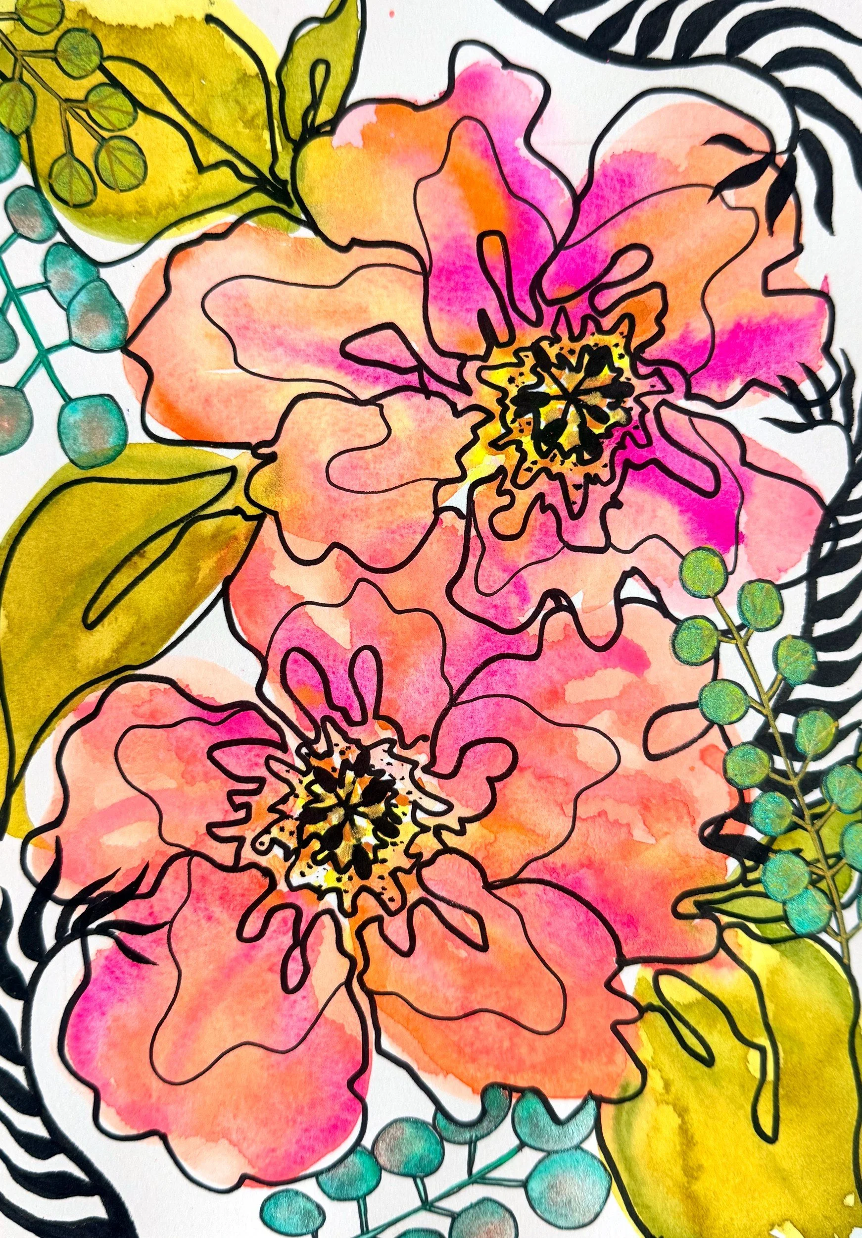 Coral Karma Camellia · 7 × 10 in