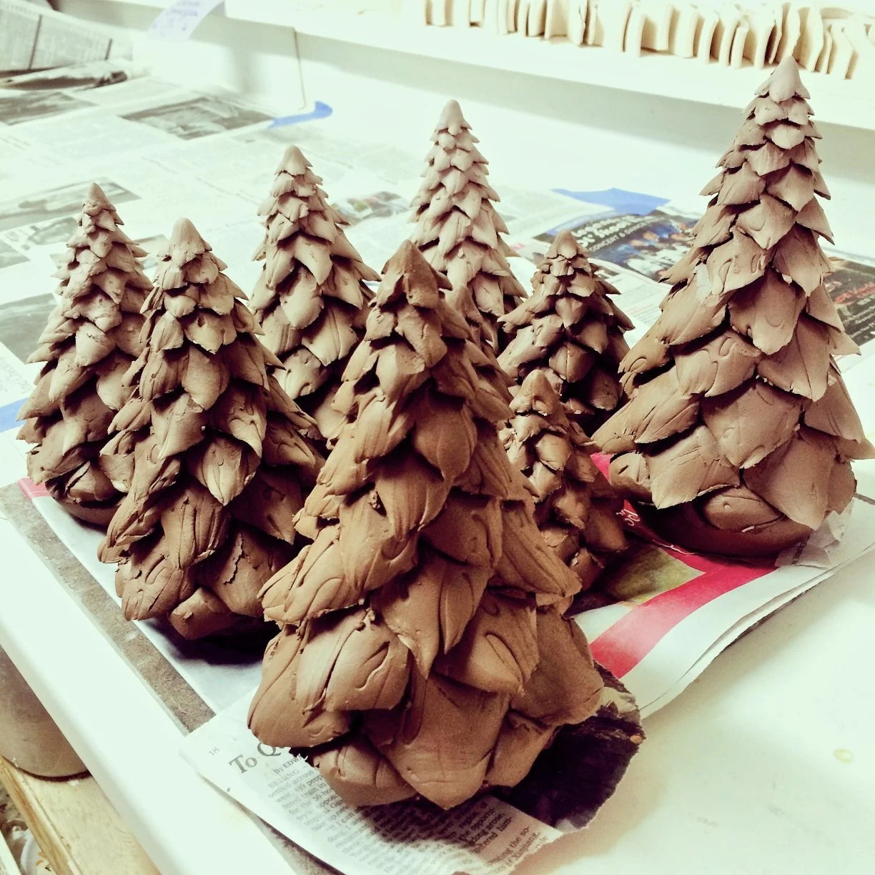 Pine trees, greenware