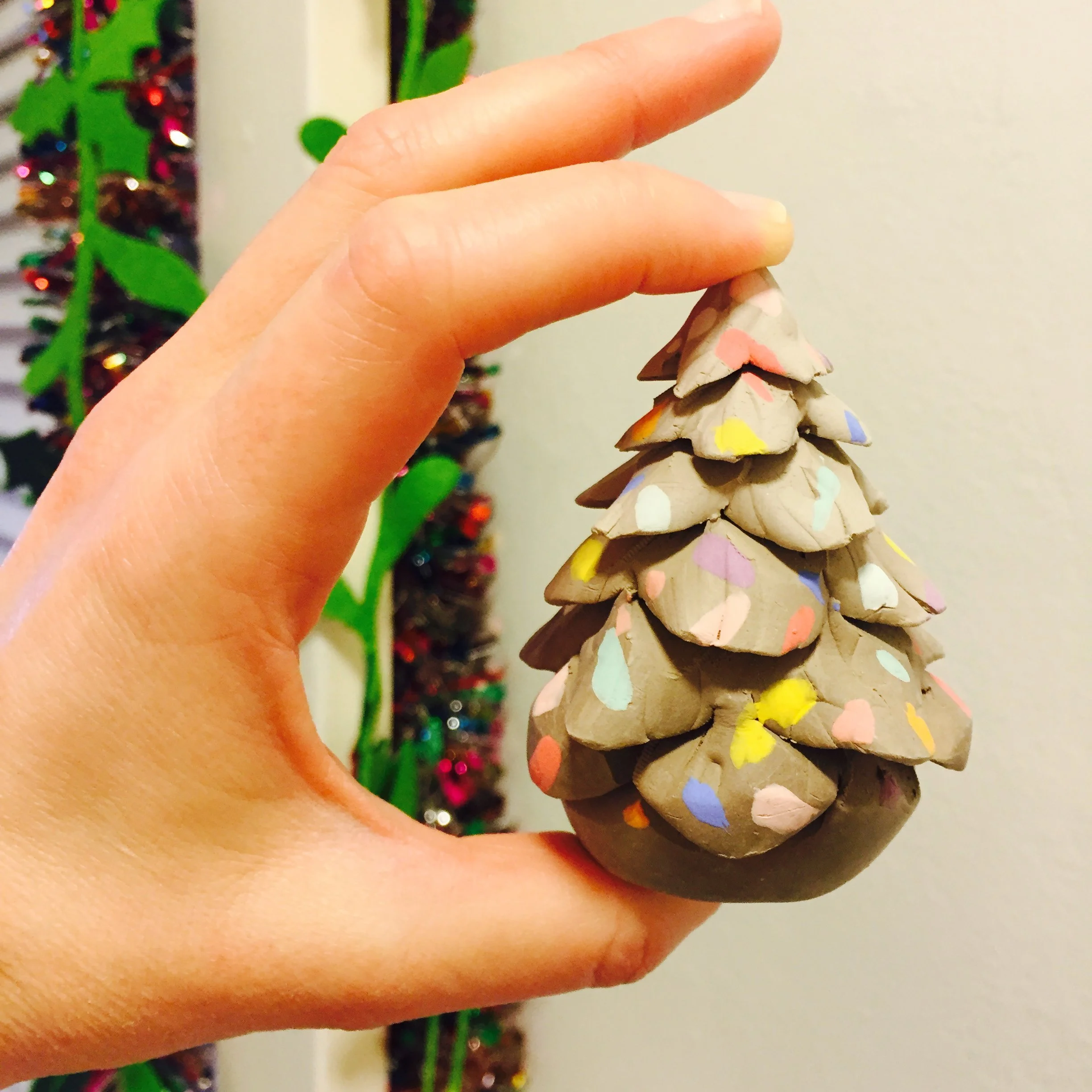 Pine tree with dots of glaze