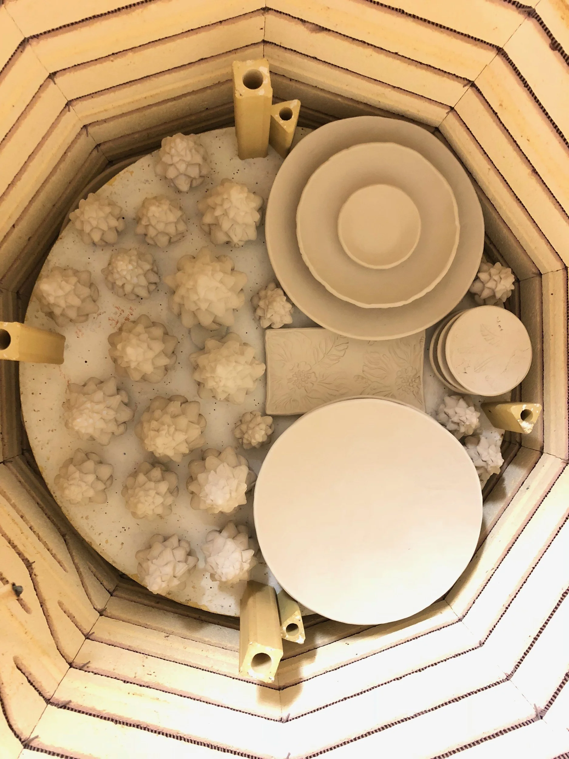 A loaded kiln, seen from above
