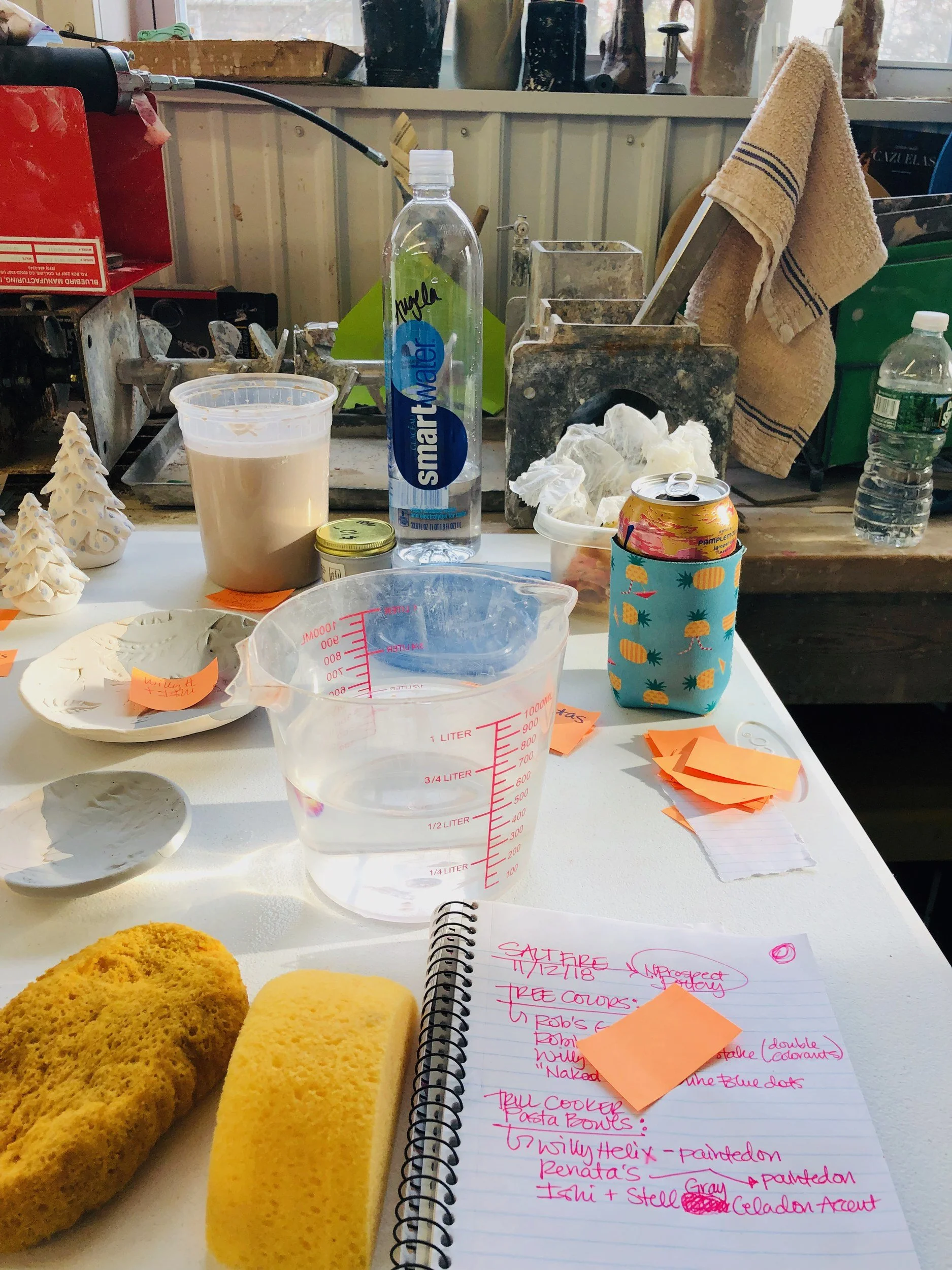 Glazing day: notes and buckets