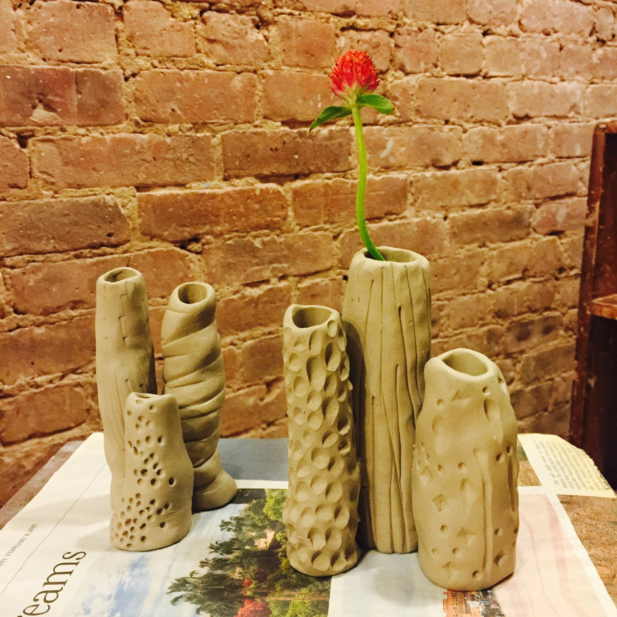 Coral vases, greenware