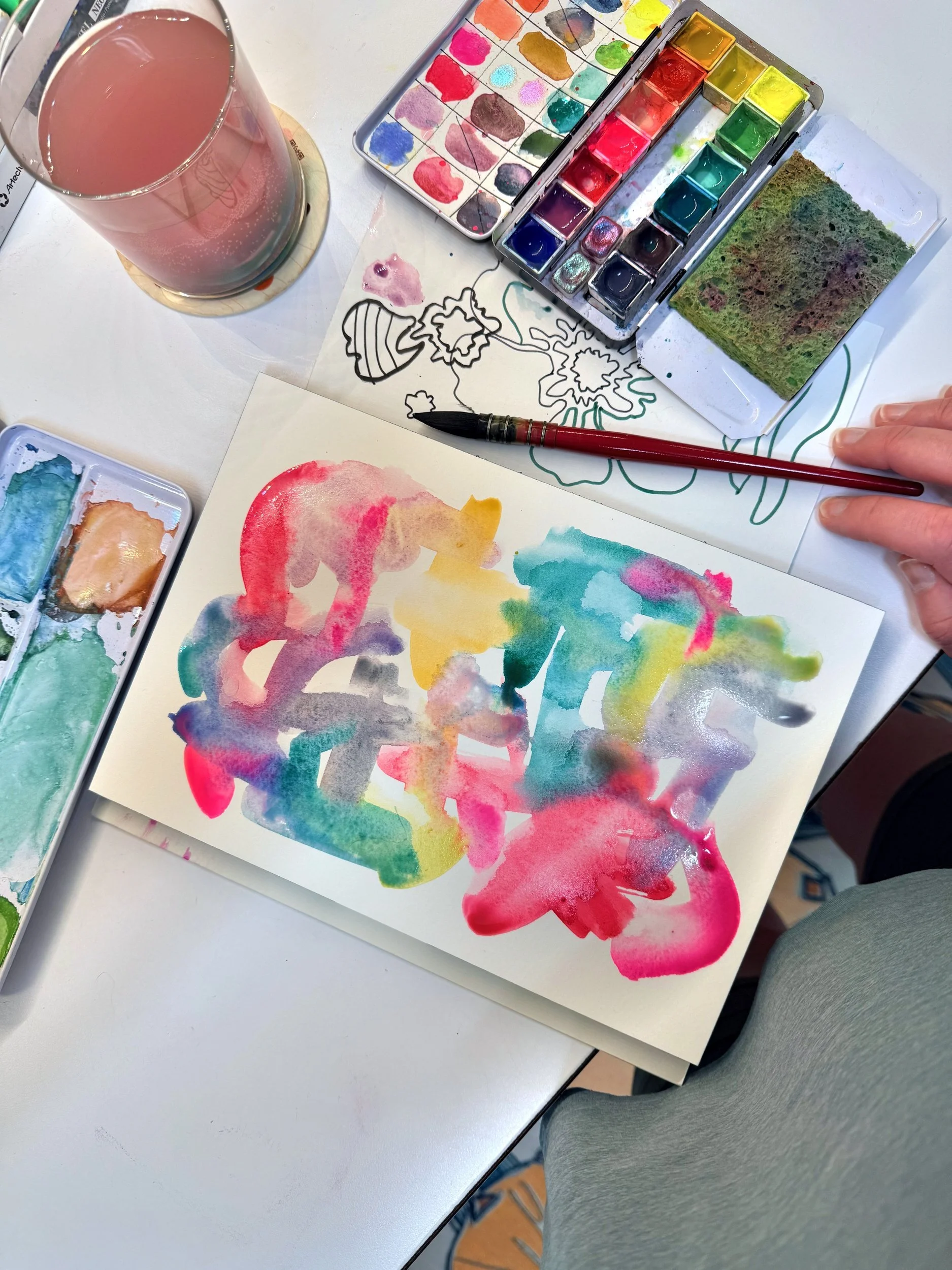 First watercolor washes