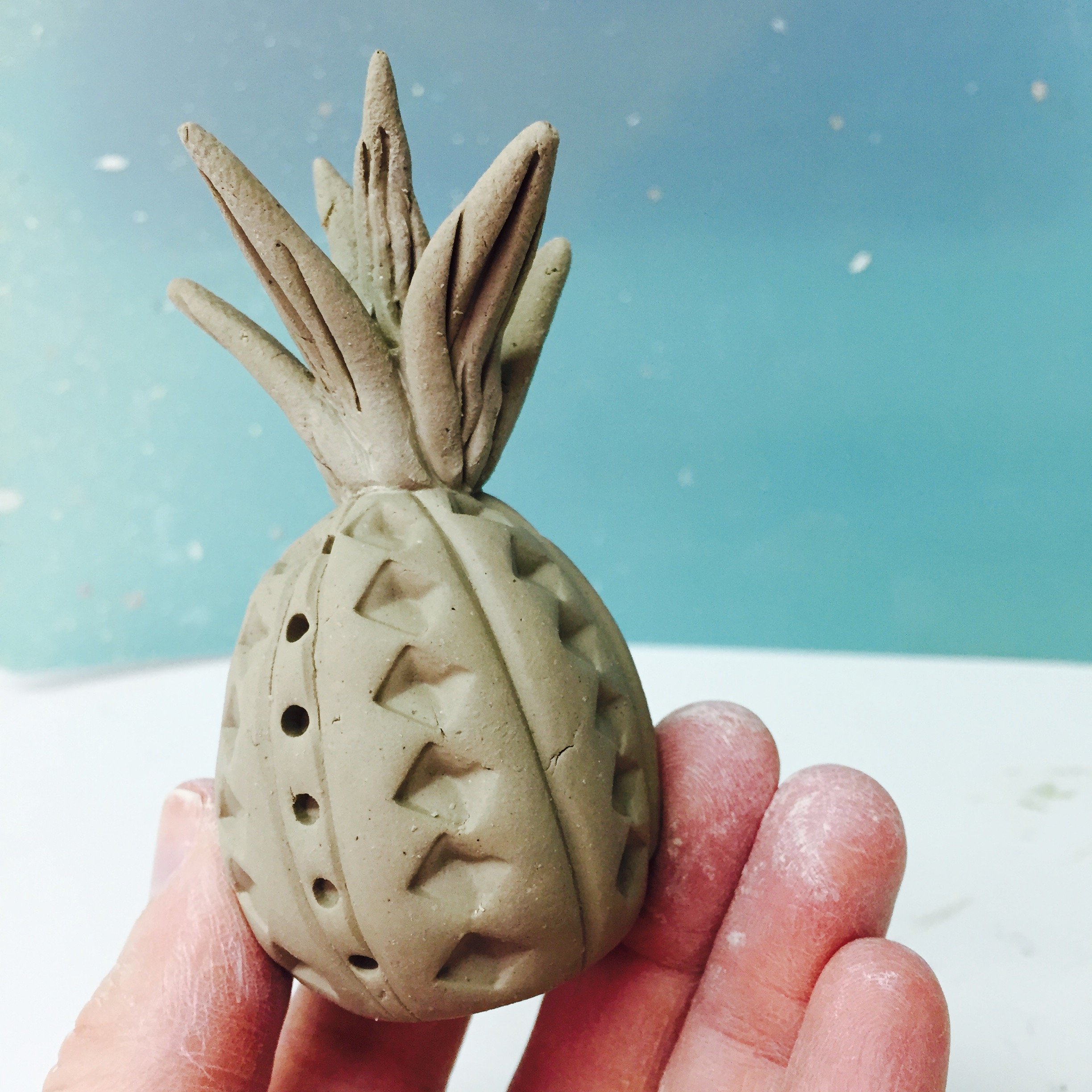 Pineapple, greenware